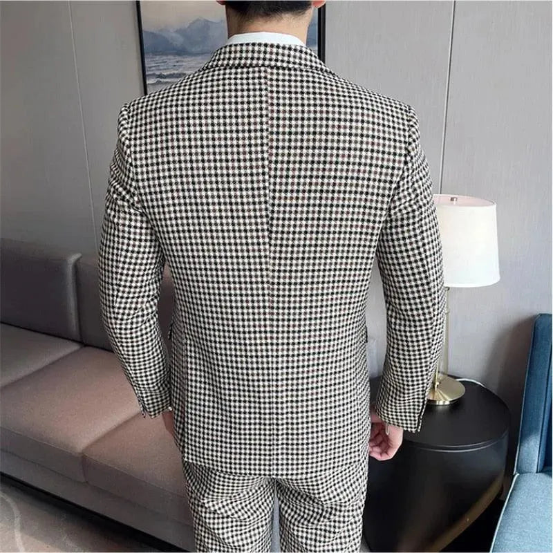 Elegant Houndstooth Prom Suit for Men - Classic Black & White Checkered Tuxedo - Perfect for Homecoming, Formal Dances & Special Occasions