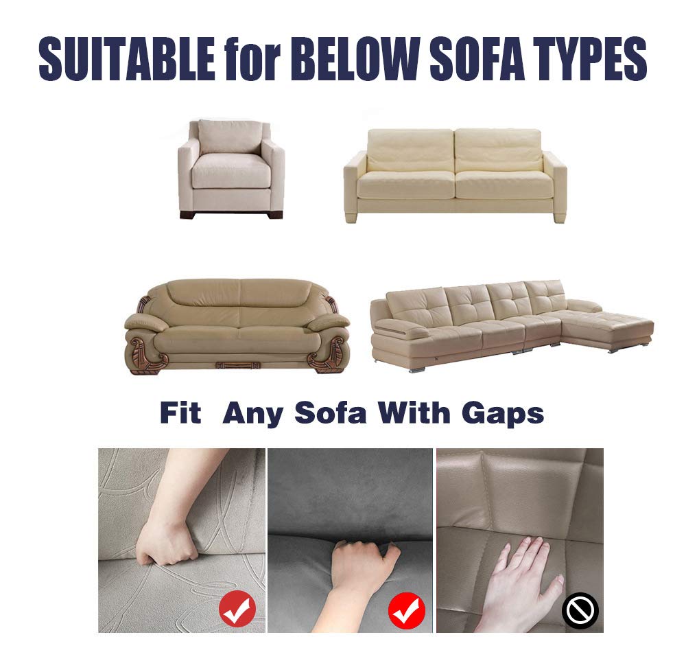Stretchable Durable Sofa Slipcover with Skirt - Jacquard Lattice Pattern - Washable Furniture Protector - Fits Oversized Couches (Khaki) - Perfect for Living Room, Family Room & Home Decor