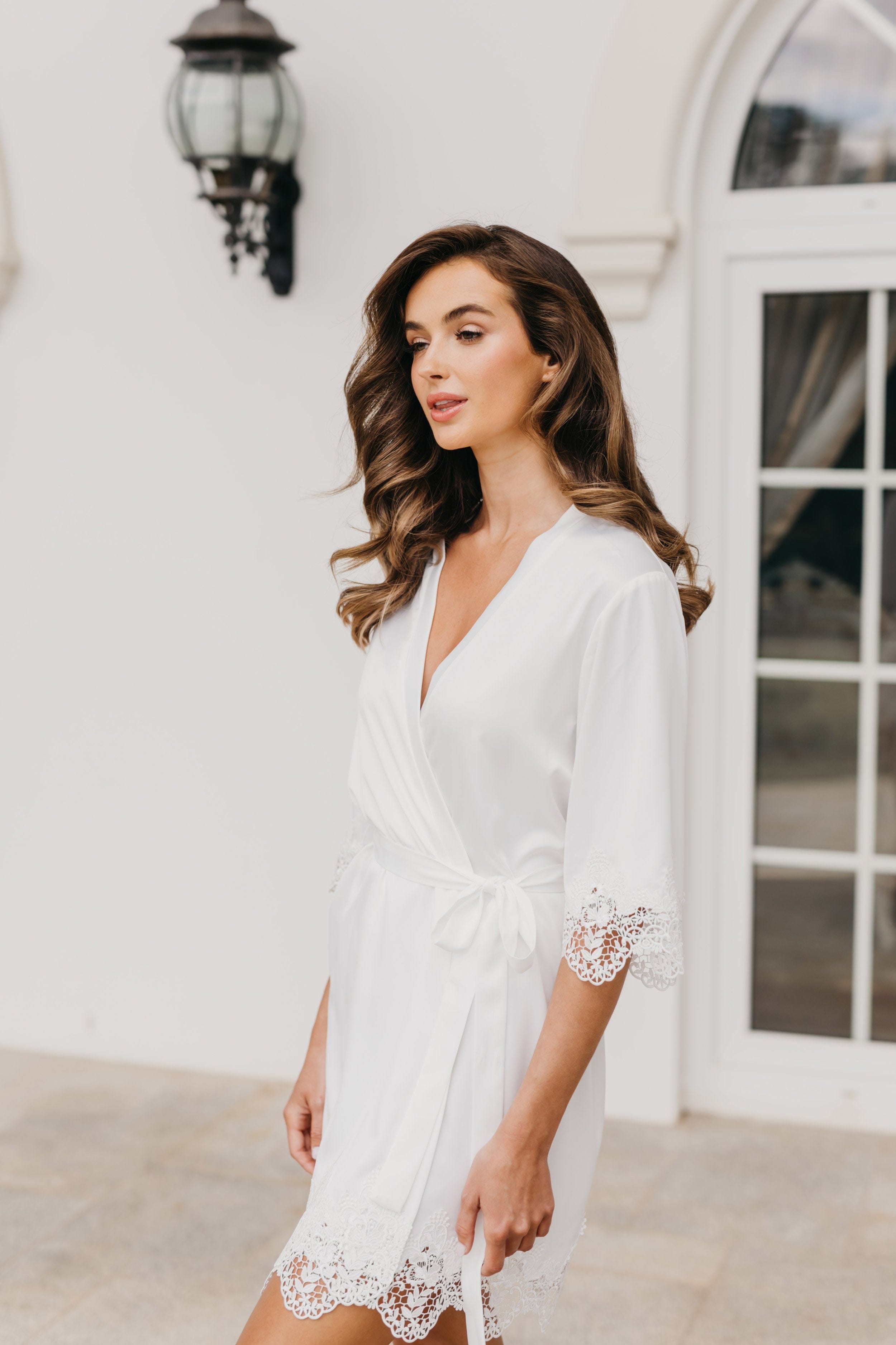 Chiara Satin Trim Robe for Women - Luxurious Soft Loungewear & Bridal Nightgown - Perfect for Spa Days, Bridal Showers & Hotel Getaways