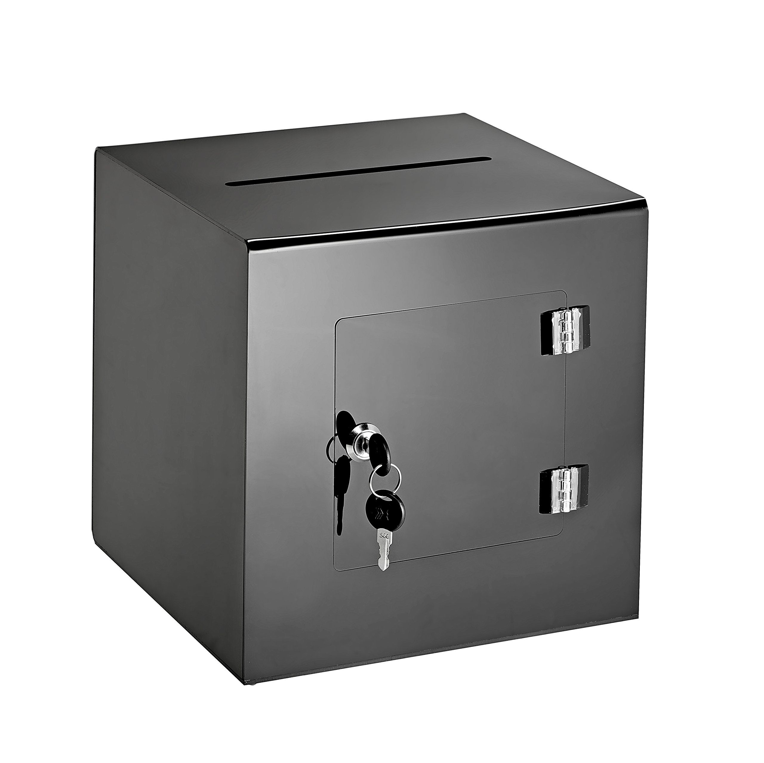 AdirOffice 10'' x 10'' Clear Acrylic Ballot Box with Lock - Secure Voting Box, Donation Box & Suggestion Box - Durable Lockable Transparent Container for Elections, Fundraisers, Events & Office Use