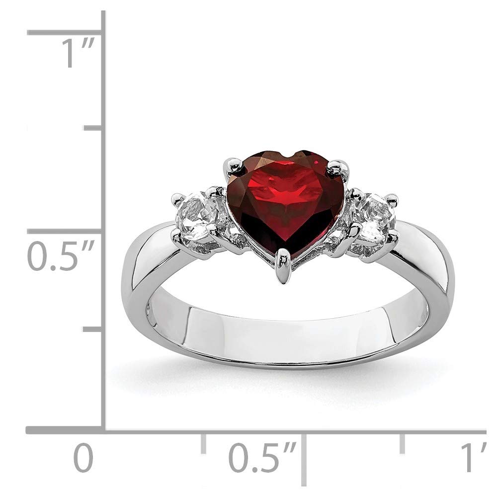 925 Sterling Silver Heart Garnet & White Topaz Ring for Women - Dainty Valentine's Day Gift, Anniversary Jewelry, Birthday Present for Her - Perfect for Romantic Occasions & Special Moments