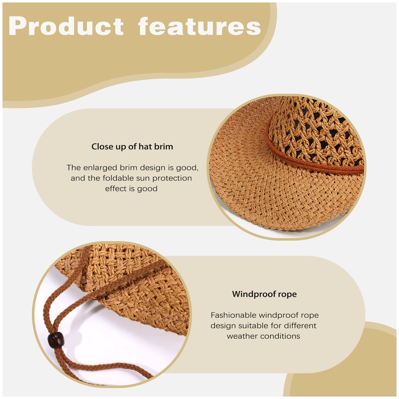 Stylish Straw Cowboy Hat with Wide Brim - Summer Western Sun Hat for Men & Women - Perfect for Beach, Festival, and Holiday Parties - Includes Matching Sunglasses