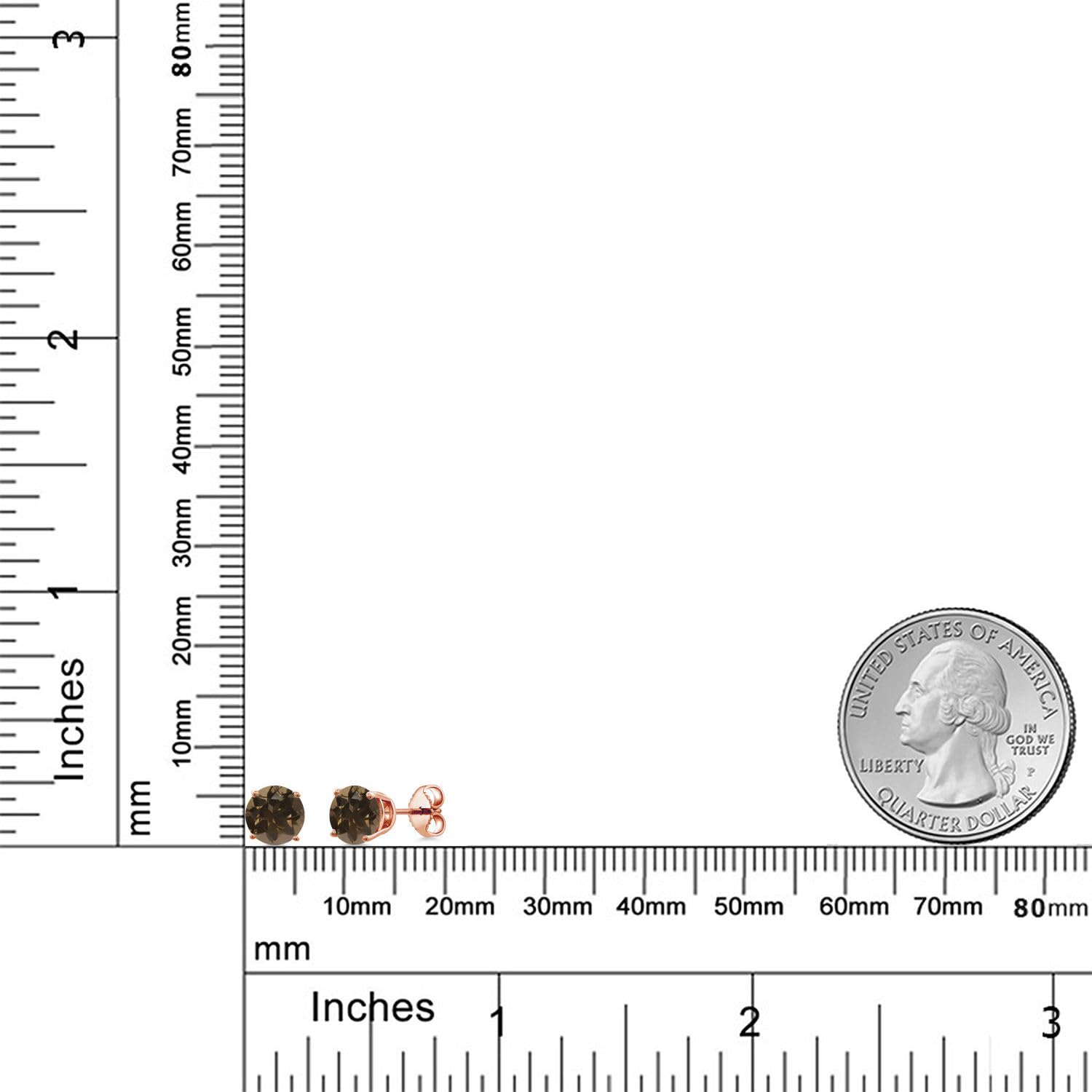 Gem Stone King 18K Rose Gold Plated Sterling Silver 6MM Round Birthstone Stud Earrings for Women & Men | Personalized Jewelry Gift for Birthday, Anniversary & Special Occasions