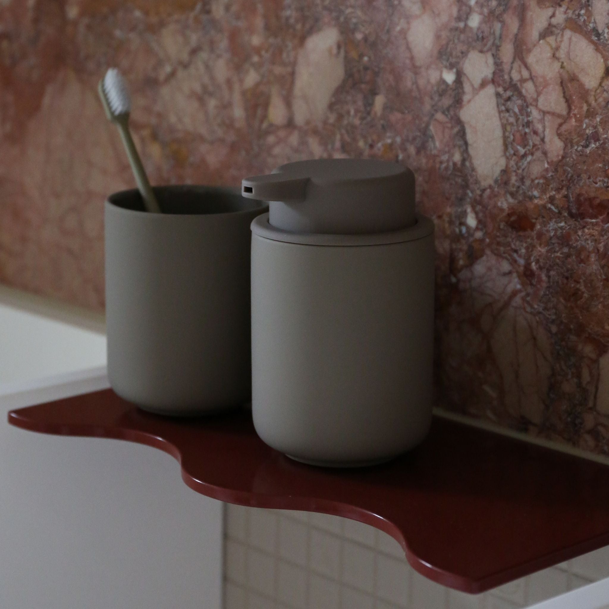 ZONE DENMARK Ume Soap Dispenser 250ml - Modern Touchless Bathroom Accessory for Kitchen & Sink, 12.8cm Height in Elegant Taupe