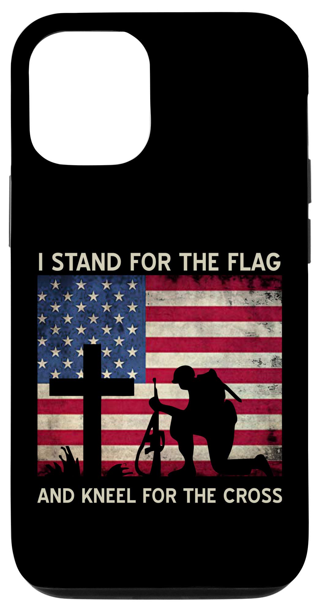 iPhone 12/12 Pro Case - Patriotic American Flag & Cross Design - Perfect for Veterans Day, Memorial Day & Patriotic Gifting