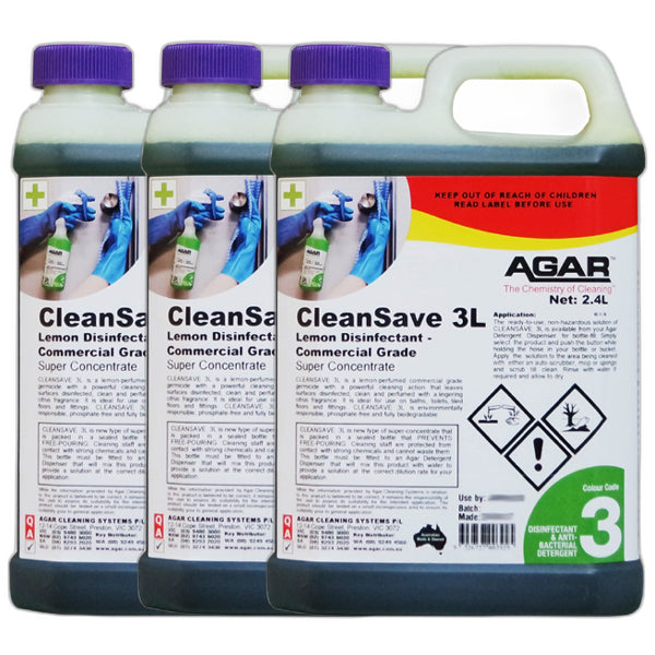 Agar CleanSave 3L Lemon Disinfectant Spray - Commercial Grade Disinfectant for Hospitals, Schools & Offices - Kills 99.9% Germs & Viruses - EPA Approved