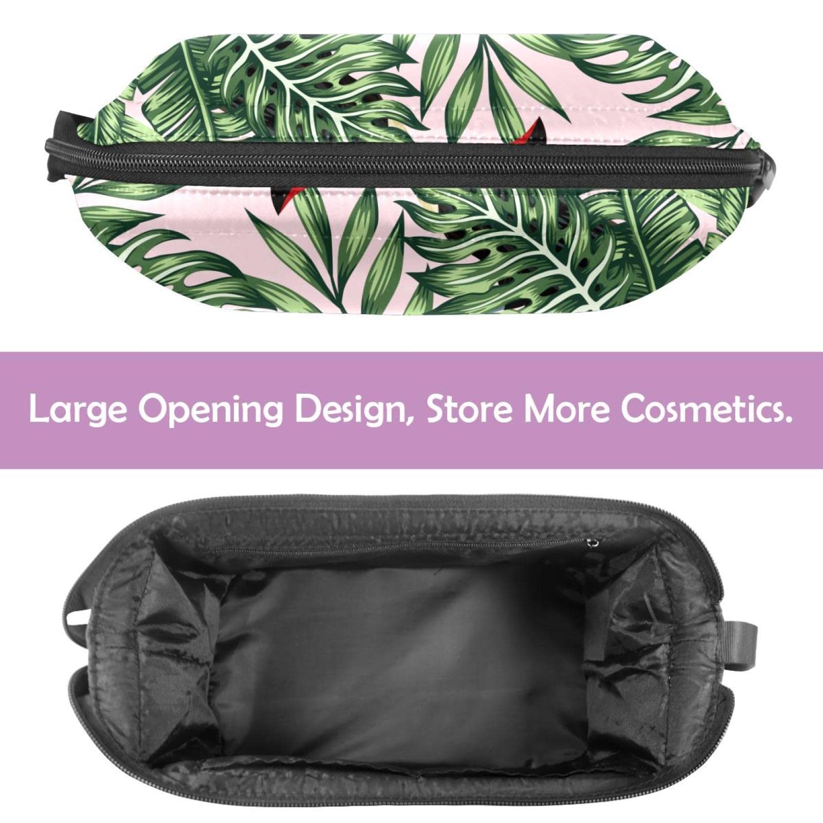Jungle Toucan Makeup Bag for Women - Double Layer Roomy Cosmetic Organizer | Travel Toiletry Pouch with Zipper | Perfect for Travel, Gym, and Daily Essentials Storage