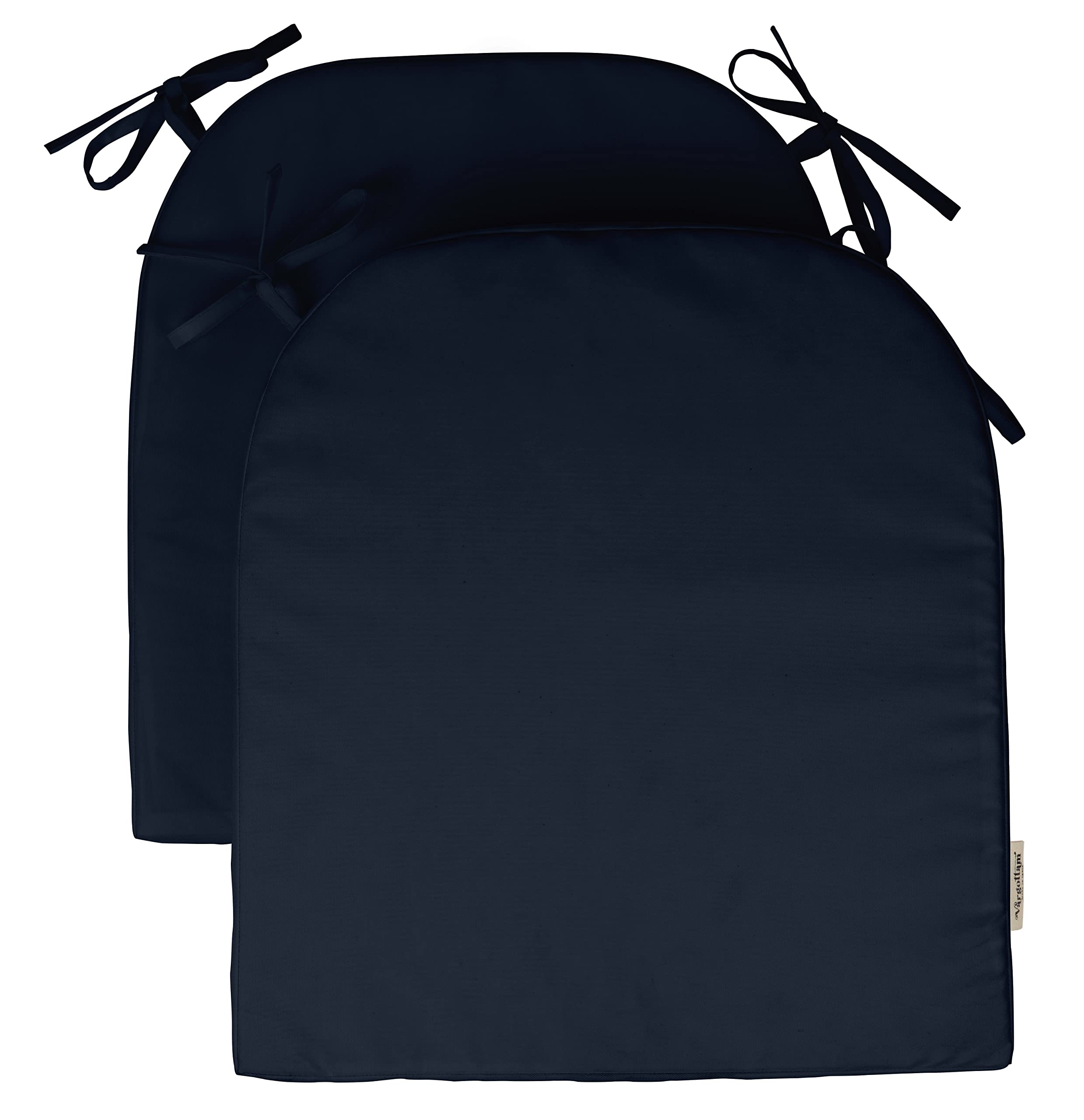 **Premium Indoor/Outdoor Chair Cushions Set of 2 - 16x18 Inch Rounded Back Patio Seat Cushions with Ties for Garden, Deck, and Poolside Furniture - Dark Navy Blue - Water-Resistant & Comfortable for Home Decor**    *(Perfect for outdoor dining, relaxing by the pool, or enhancing your patio furniture comfort!)*