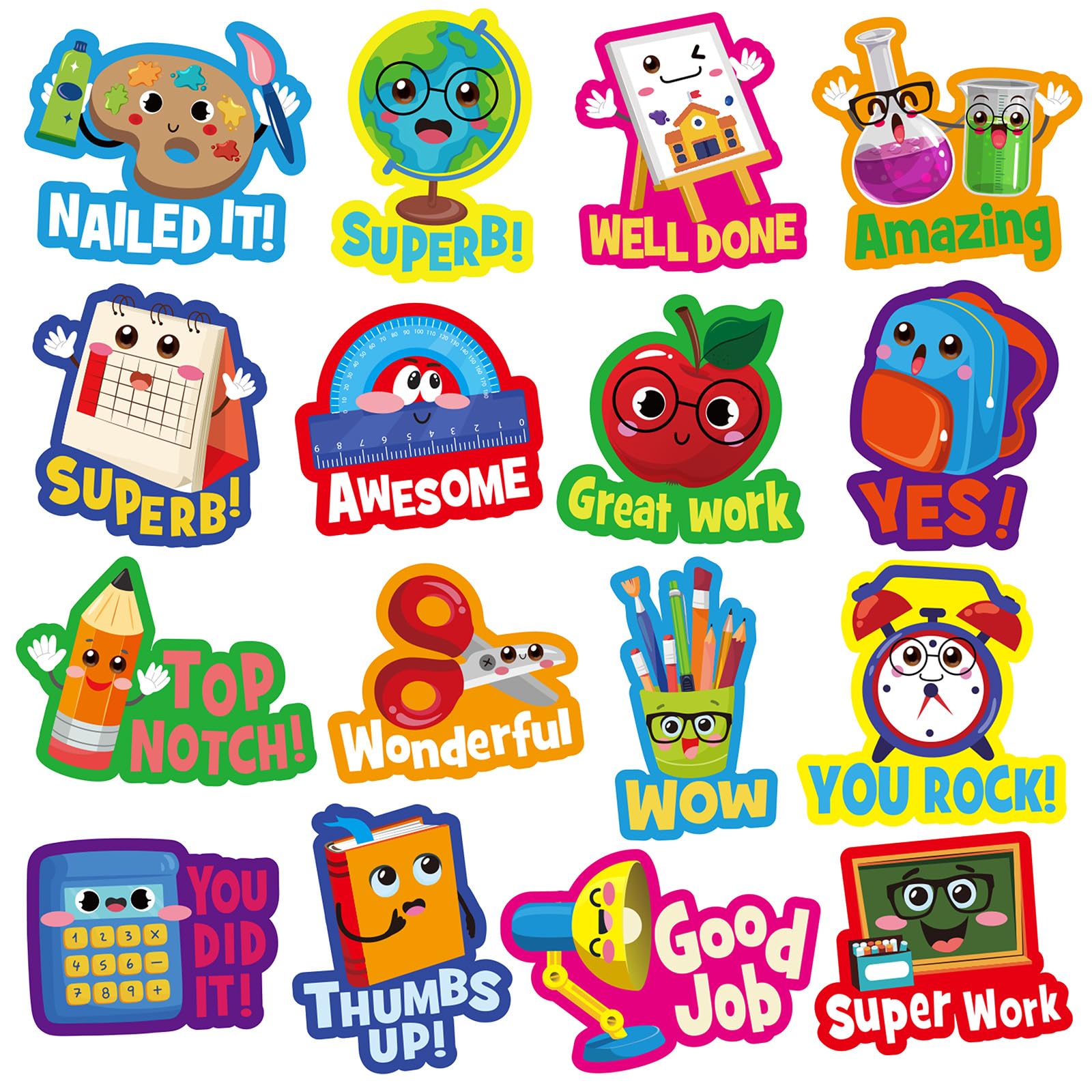 400-Piece Back to School Stickers Set - First Day of School Teacher Reward Stickers, Cute Classroom Decorations & Teacher Supplies for Kids, Homework, Tests, Assignments - Perfect for Kindergarten Parties, Student Incentives & Classroom Activities