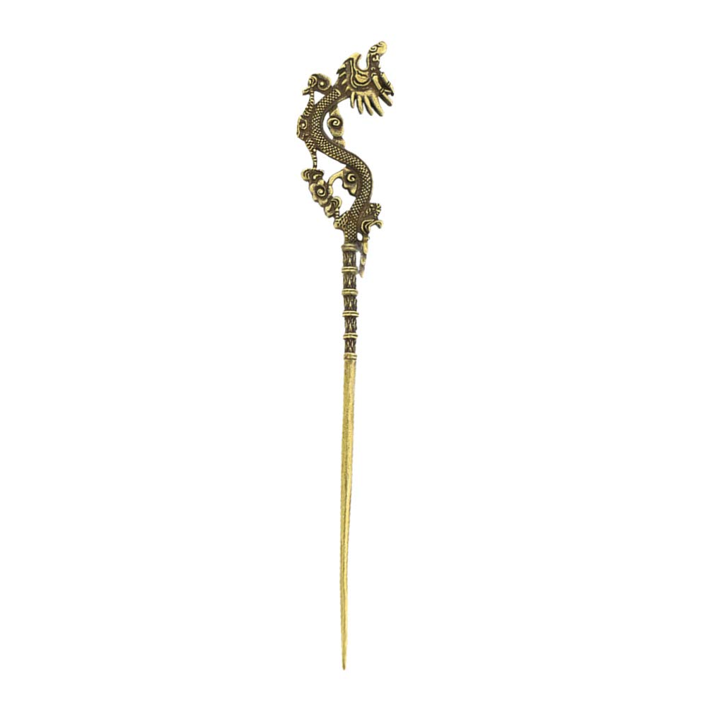 Vintage Bronze Chinese Hair Sticks - Dragon Hair Chopsticks for Women, Retro Chignon Pins, Antique Hair Accessories | Perfect for Weddings, Parties, and Traditional Chinese Costume Styling