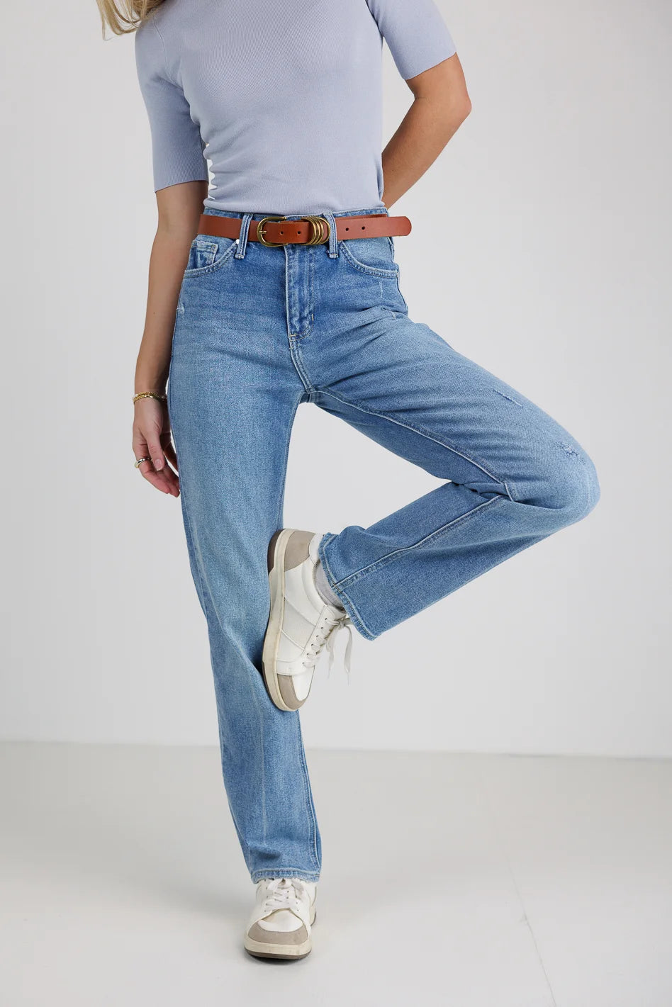 Juno Straight Leg Jeans for Women - High Waist Slim Fit Denim Pants | Perfect for Casual Wear, Office & Date Night Outfits