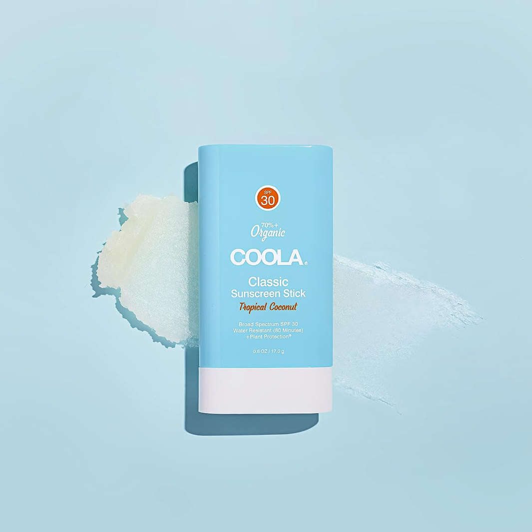 COOLA Classic Organic Sunscreen Stick SPF 30 - Tropical Coconut Scent | Broad Spectrum UVA/UVB Protection | Water Resistant | Reef Safe | Perfect for Beach, Pool & Outdoor Activities