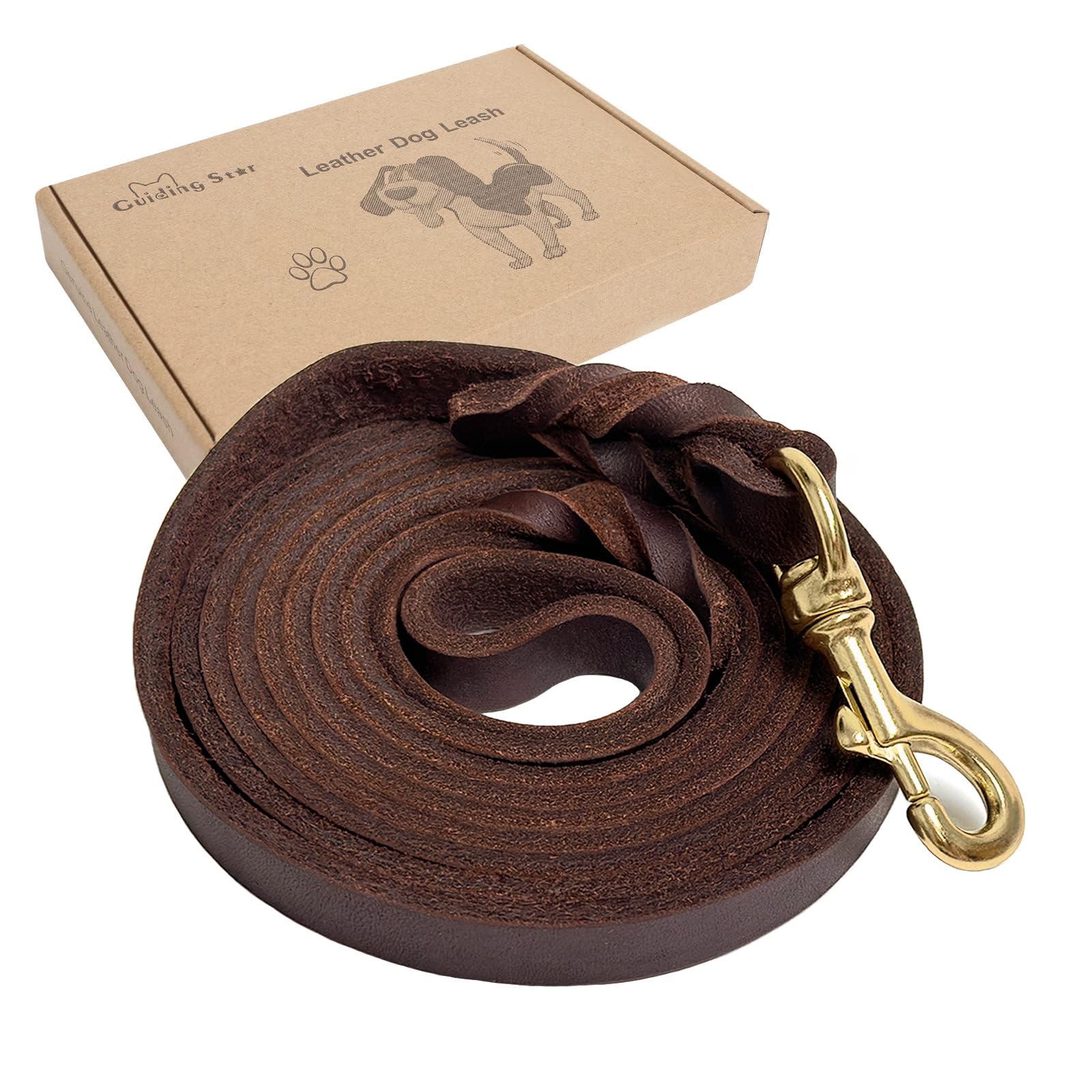 Premium 8ft Heavy Duty Leather Dog Leash for Large & Medium Dogs - Soft Braided Handmade Training Leash (8ft x 3/4inch, Brown) | Durable Walking Accessory for Outdoor Adventures, Park Visits & Daily Training Sessions