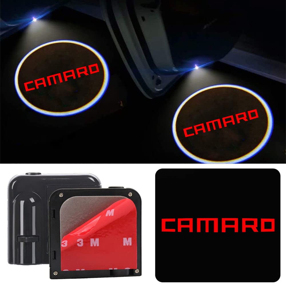 2Pcs Wireless Car Door Logo Projector Lights for Camaro - Ghost Shadow & Welcome Lights for Night Driving