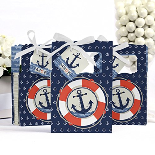 Ahoy Nautical Baby Shower & Birthday Party Favor Boxes Set of 12 - Big Dot of Happiness | Perfect for Ocean-Themed Celebrations, Gender Reveals & Kids' Parties