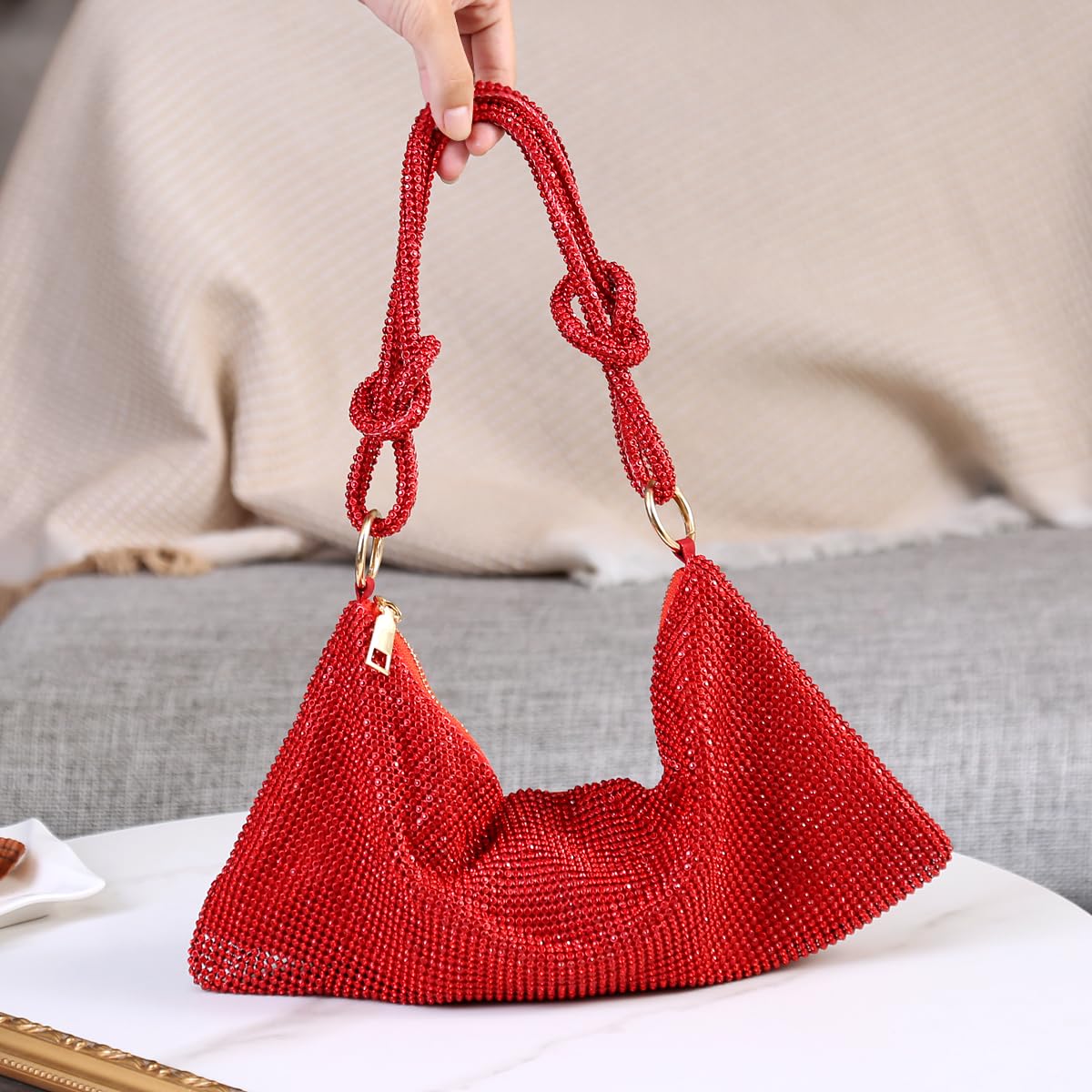 Covelin Women's Shiny Diamond Handbag - Elegant Tote Shoulder Bag for Evening Parties, Weddings & Special Occasions
