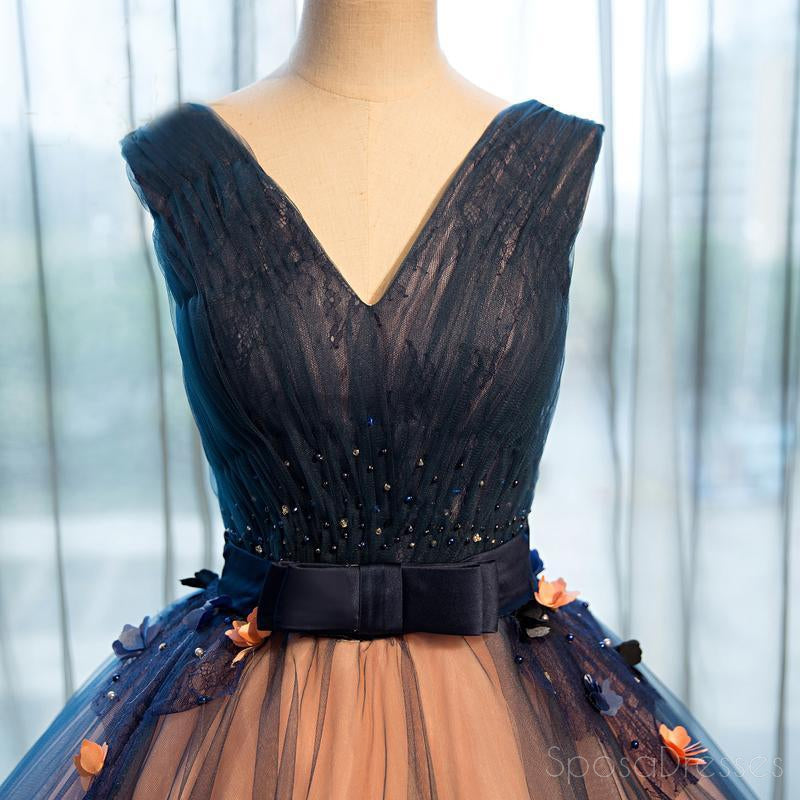 Elegant Deep V Neckline Ball Gown Lace Long Evening Prom Dress - Formal Gown for Homecoming, Wedding, Quinceañera & Special Occasions | Style 17234