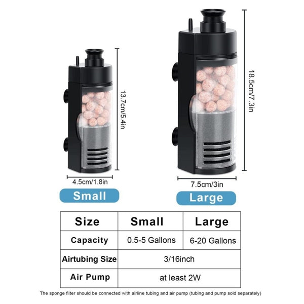 Hygger HG044 Large Bio Sponge Filter for Aquariums - Ideal for Fish Tanks, Shrimp Tanks & Breeding Tanks