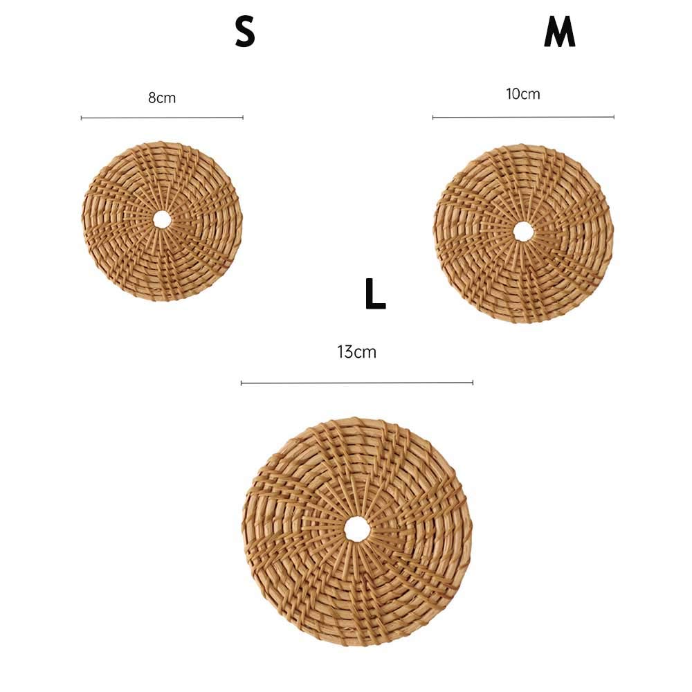 Handwoven Rattan Coaster Set - Round Cup & Bowl Pad for Kitchen & Dining (10cm)