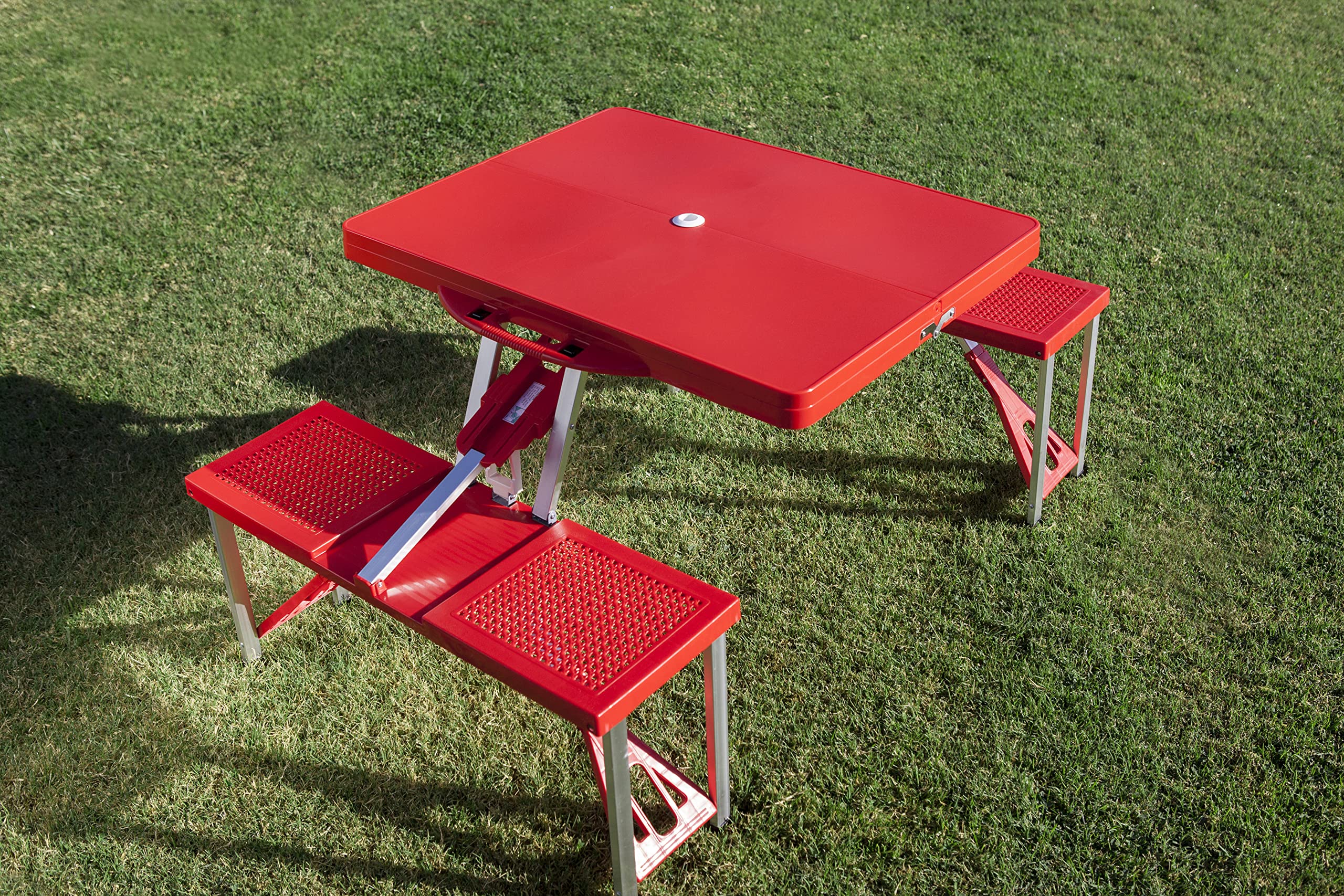 PICNIC TIME NFL Portable Folding Picnic Table with Seats & Umbrella - Perfect for Tailgating, Camping, Beach & Outdoor Parties