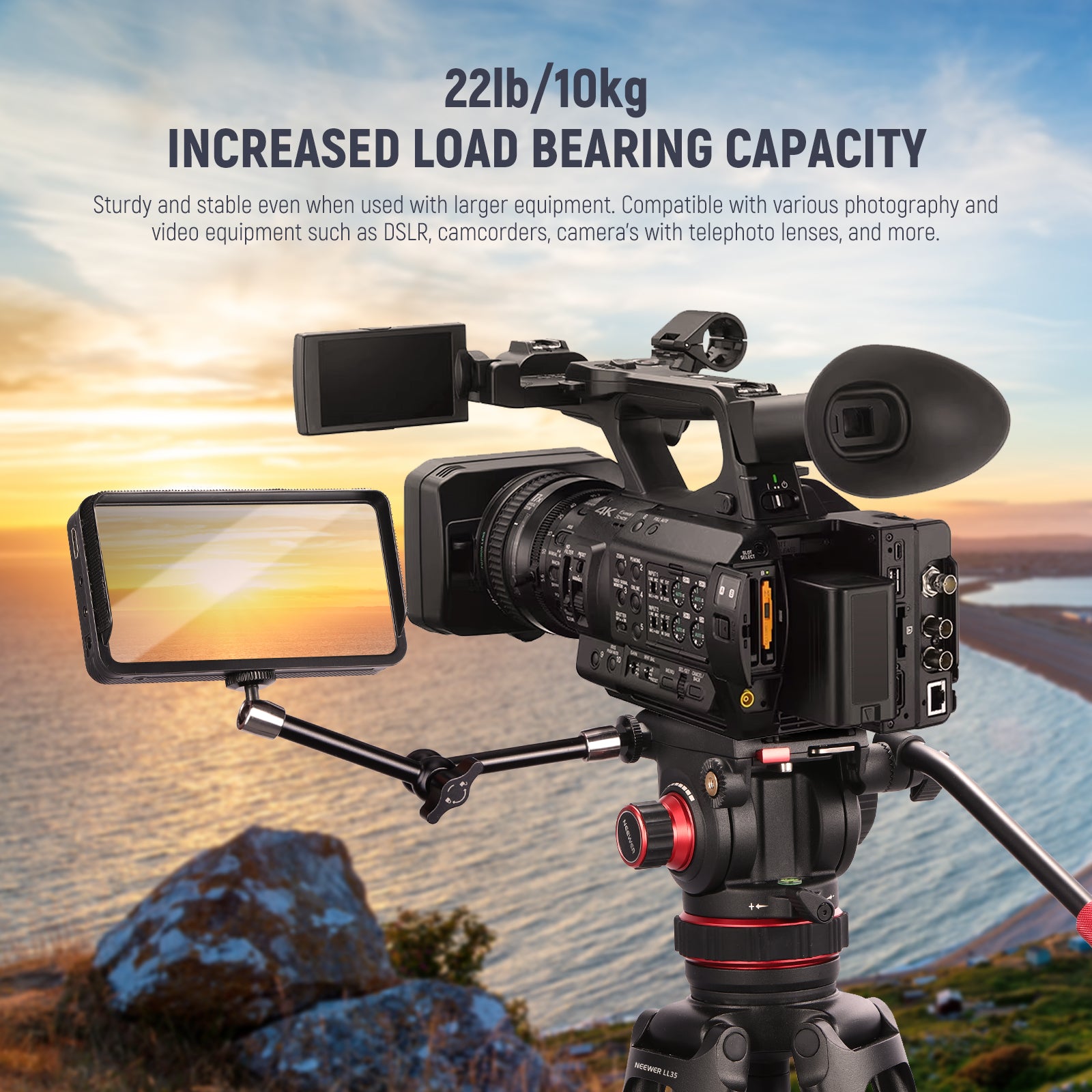NEEWER LL35 78 Pro Carbon Fiber Tripod for DSLR Camera - Lightweight Professional Video Tripod with Fluid Head for Photography, Vlogging & Film Making