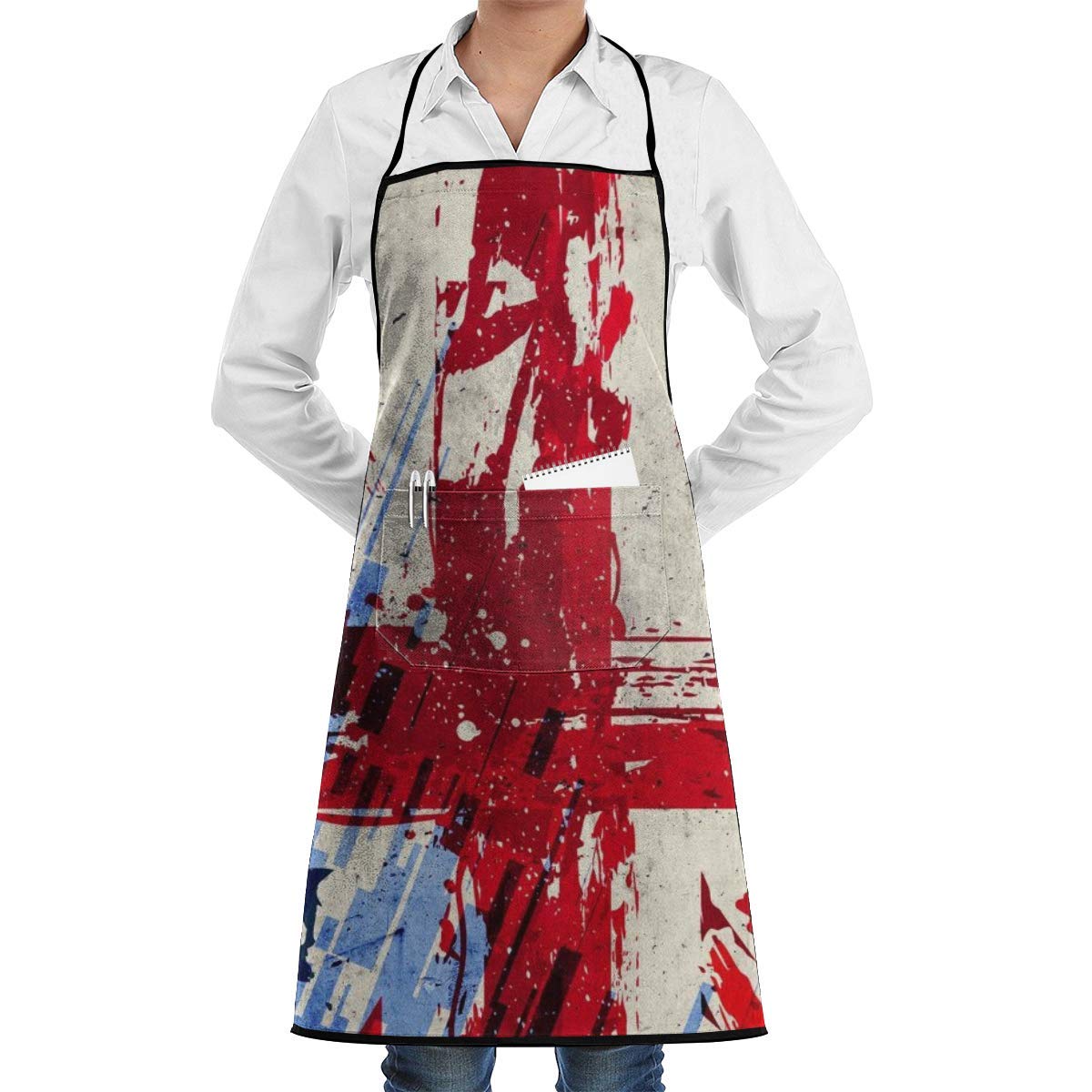England Flag Kitchen Apron for Waiter & Server with 1 Pocket, Black, Ideal for Cooking, Crafting, Restaurant Work, and Kitchen Fashion for Men & Women