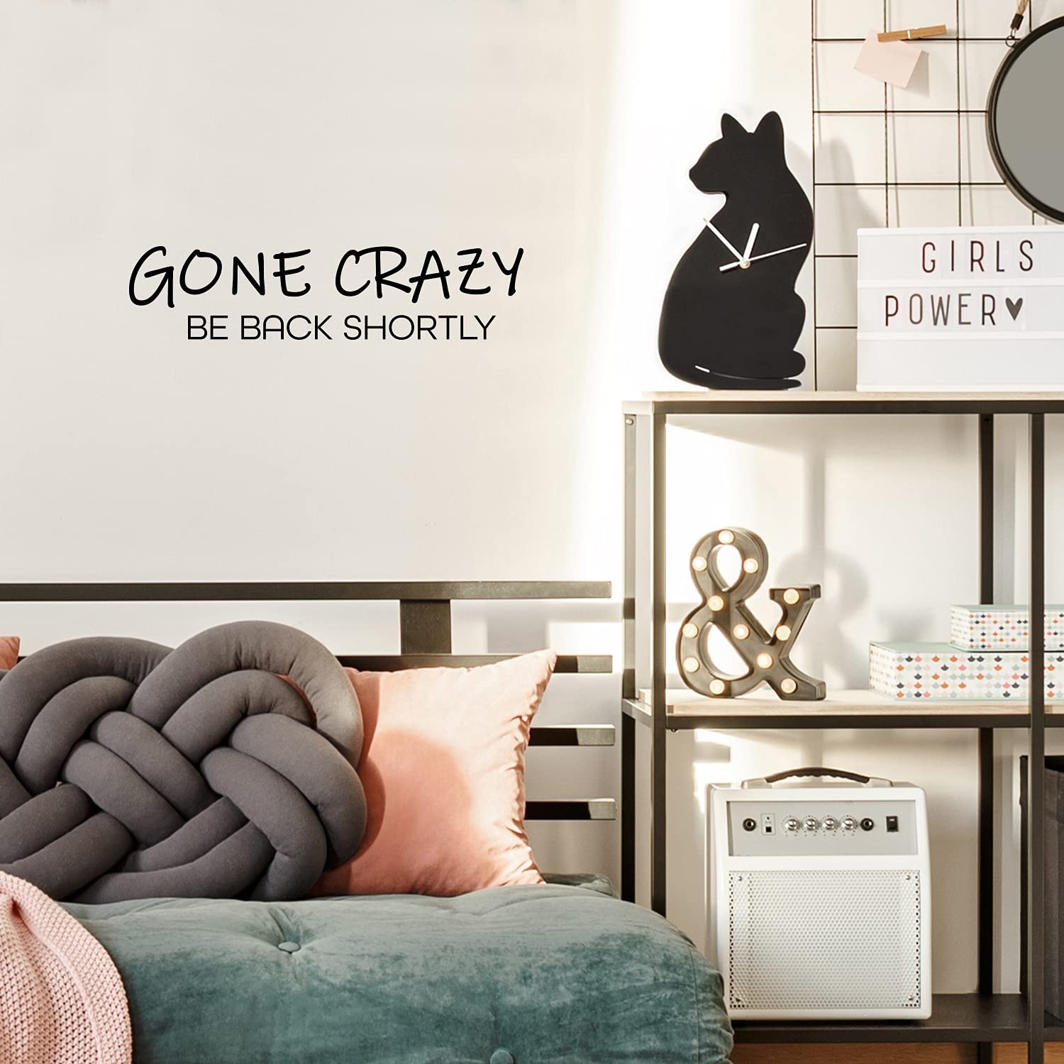 Vinyl Wall Decal - Gone Crazy Be Back Soon - 6x25in - Fun Quote Sticker for Kids Room & Nursery Decor