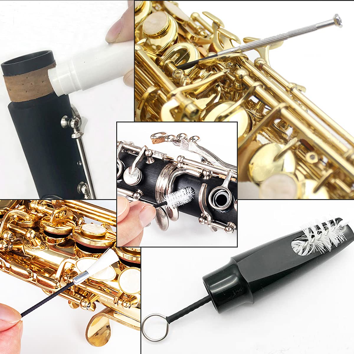 10-Piece Flute Cleaning Brush Kit with Cotton Swabs - Gentle & Effective Instrument Care for Woodwind & Brass Maintenance