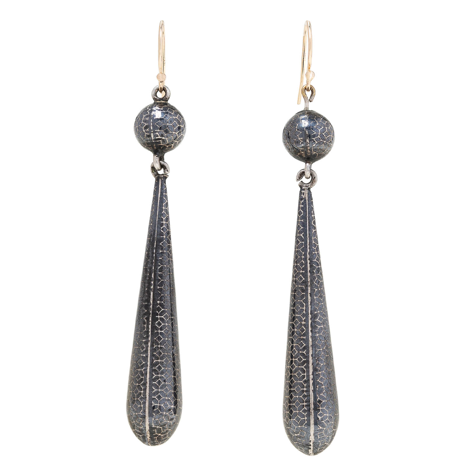 Victorian Style Niello Silver Dangle Earrings - Antique Inspired Jewelry for Women, Perfect for Weddings, Parties & Vintage Fashion