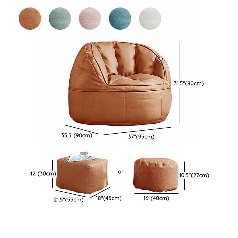 Water Resistant Faux Leather Bean Bag Chair with Durable Polystyrene Beans - Perfect for Living Room, Bedroom, Dorm & Game Room Relaxation