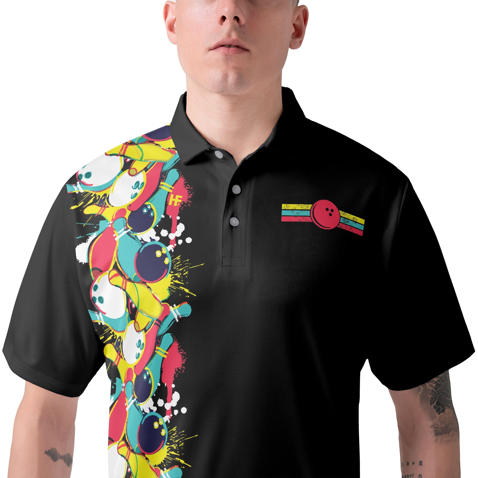 HYPERFAVOR Smart Bowling Polo Shirts for Men - Breathable Short Sleeve Performance Polo Set of 2 - Perfect for Bowling Tournaments, Golf Outings & Casual Summer Wear