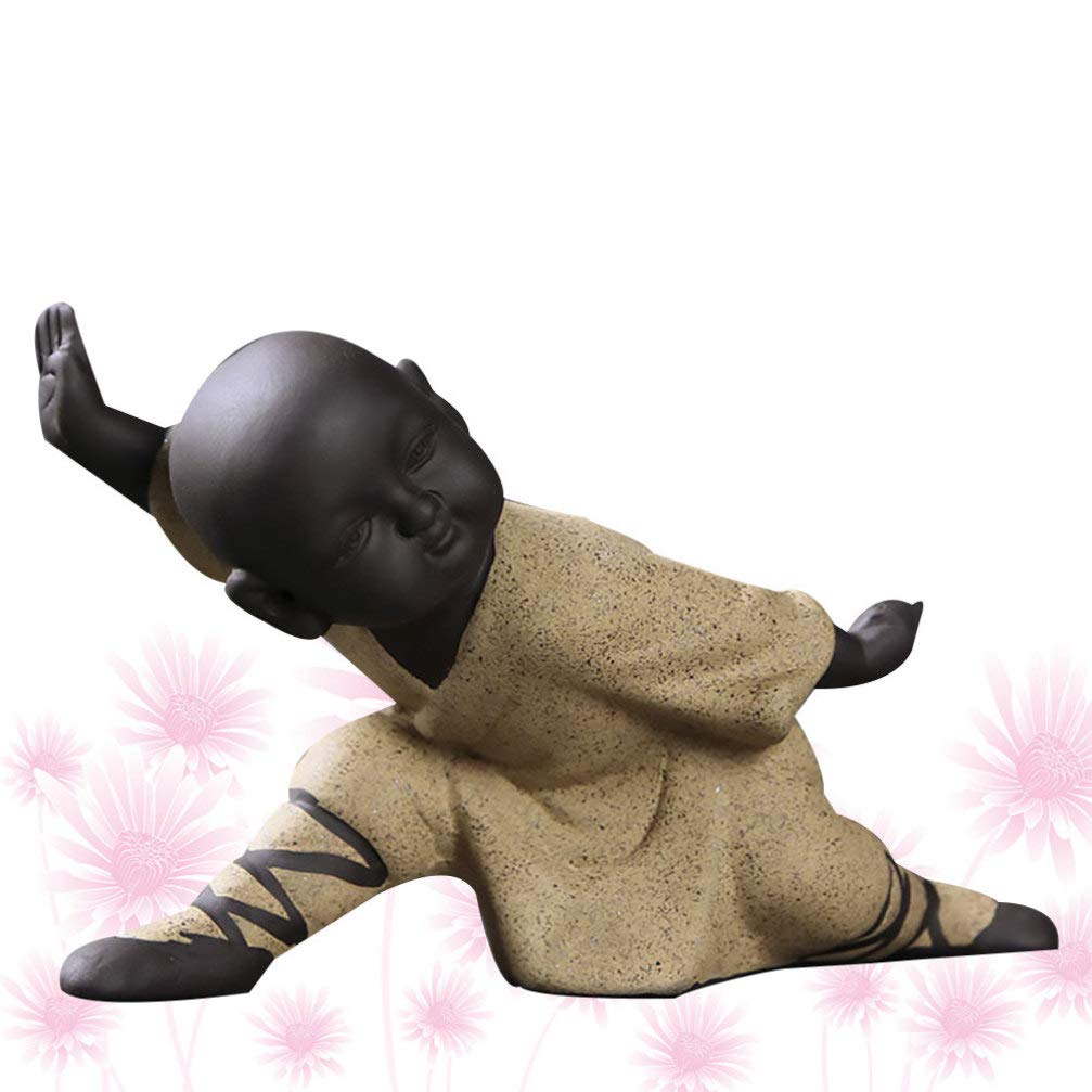 BESPORTBLE Cute Mini Buddha Statue - Little Monk Figurine, Yellow Kung Fu Monk Decor for Car Dashboard, Office Desk & Home Decor | Perfect Zen Meditation Gift, Feng Shui Ornament & Spiritual Desk Accessory