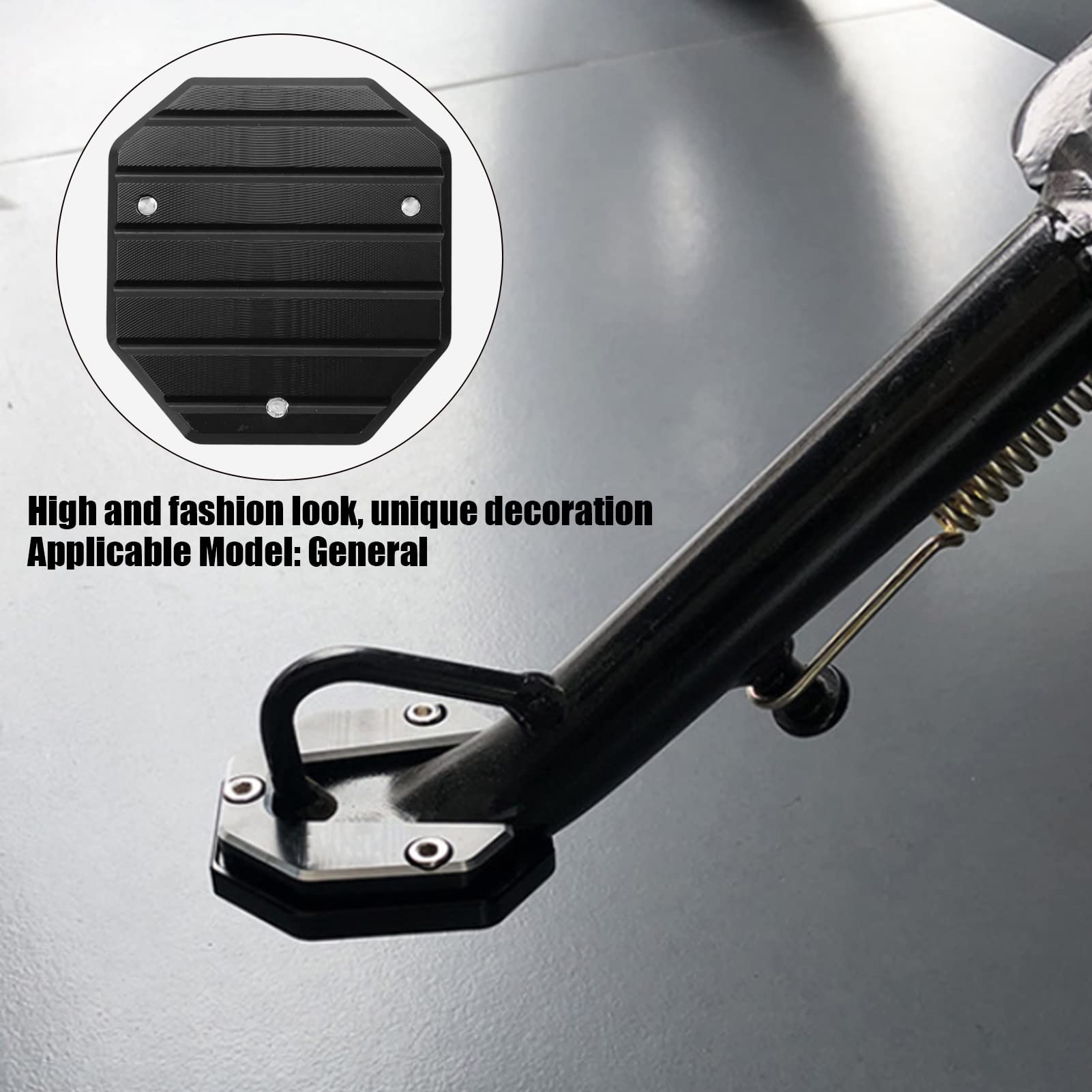 Universal Motorcycle Kickstand Plate - High Strength Aluminium Alloy Pad with Hex Wrench for Parking Stability