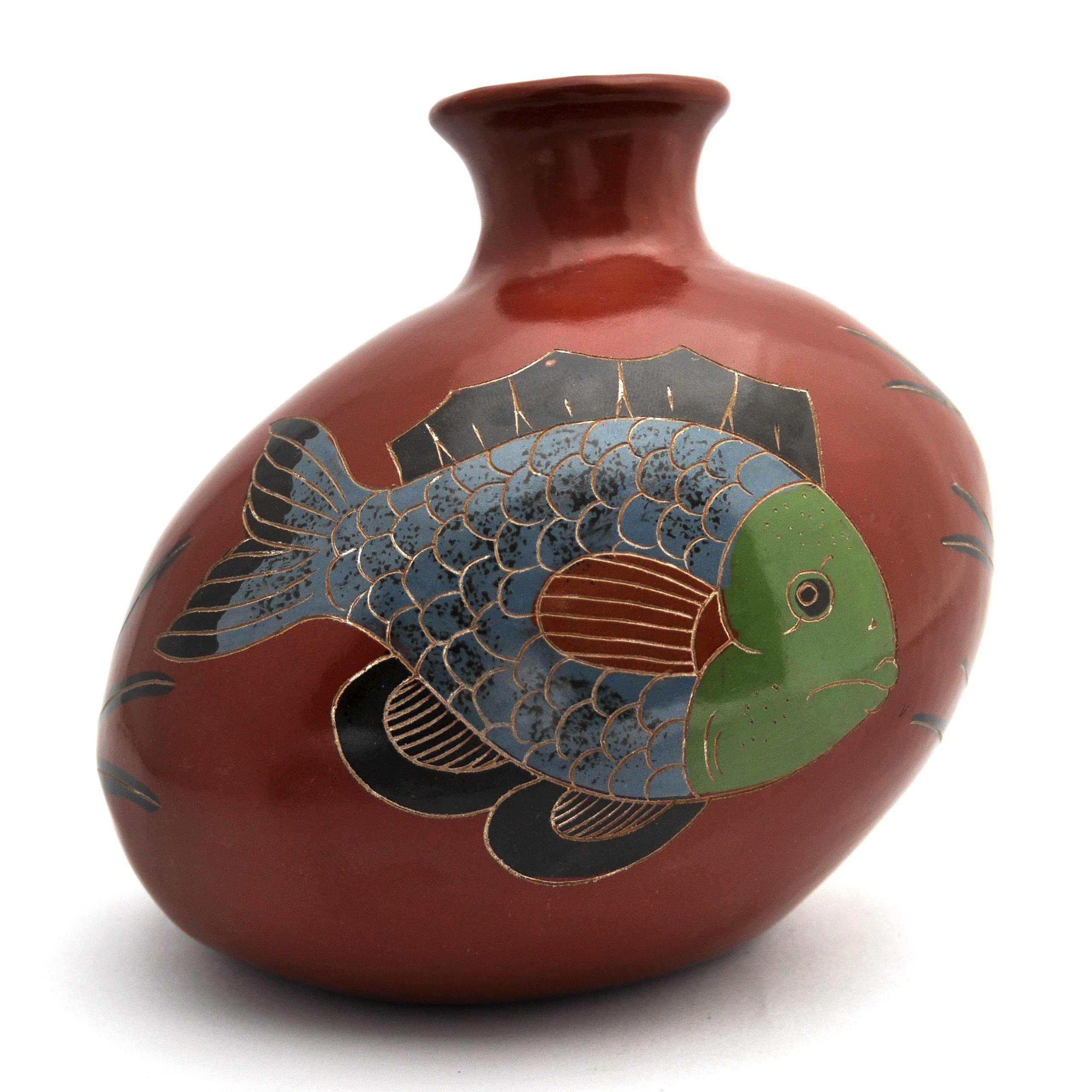 Ceramic Vase for Home Decor - Blue and Green Oval Centerpiece for Living Room, Kitchen, Office | Perfect for Tabletop, Shelf Display & Wedding Centerpieces