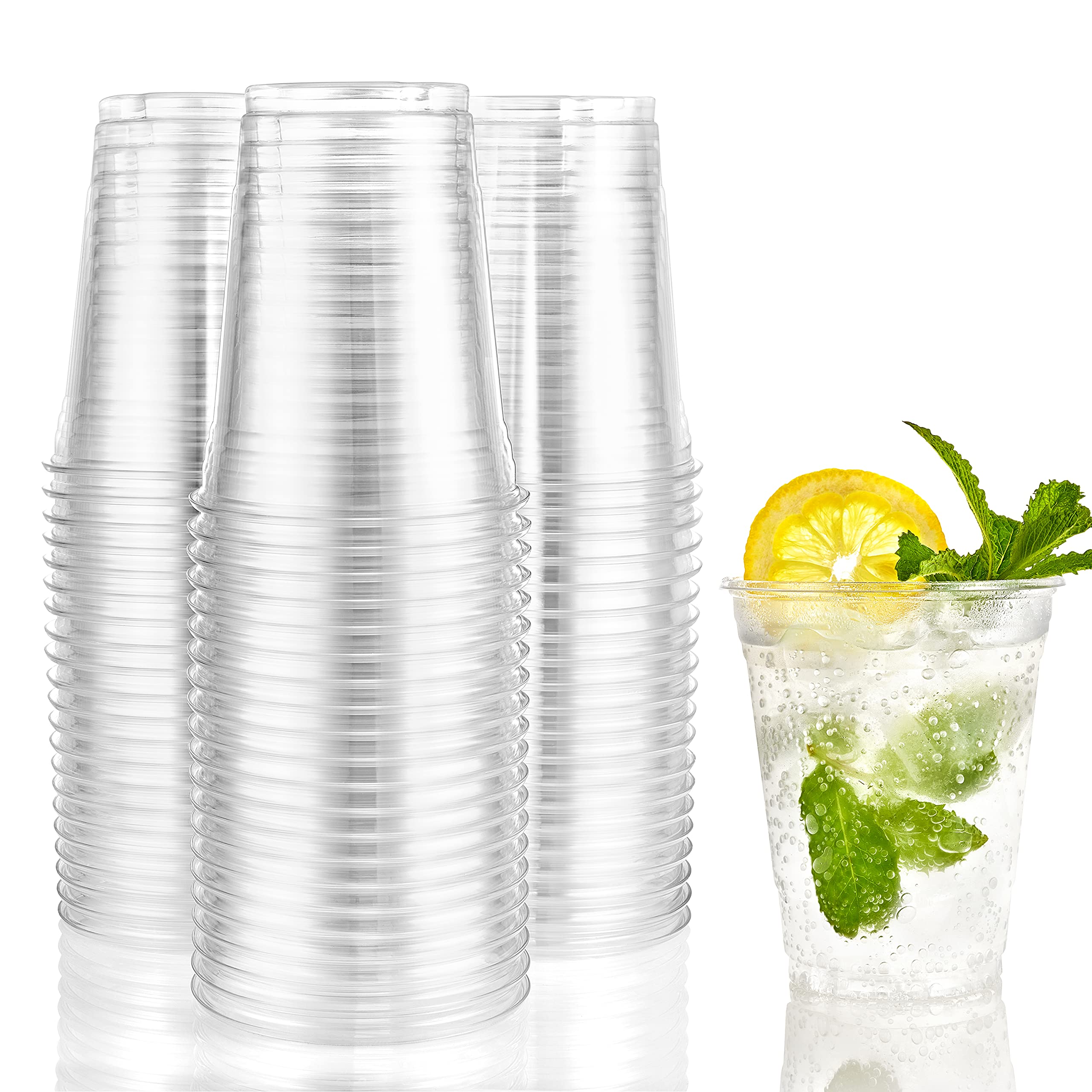 Nicole Home Collection 600 Count 18 oz Clear Disposable Plastic Cups - BPA Free, Durable PET Material for Parties, Picnics, BBQs & Events