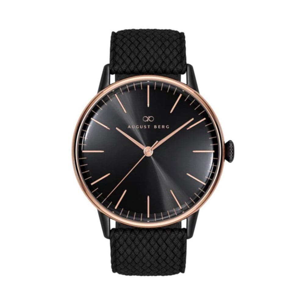 August Berg 10232G01VBK Black Dial Leather Strap Unisex Watch - Stylish & Elegant Timepiece for Men & Women | Perfect for Office, Formal Events & Everyday Wear
