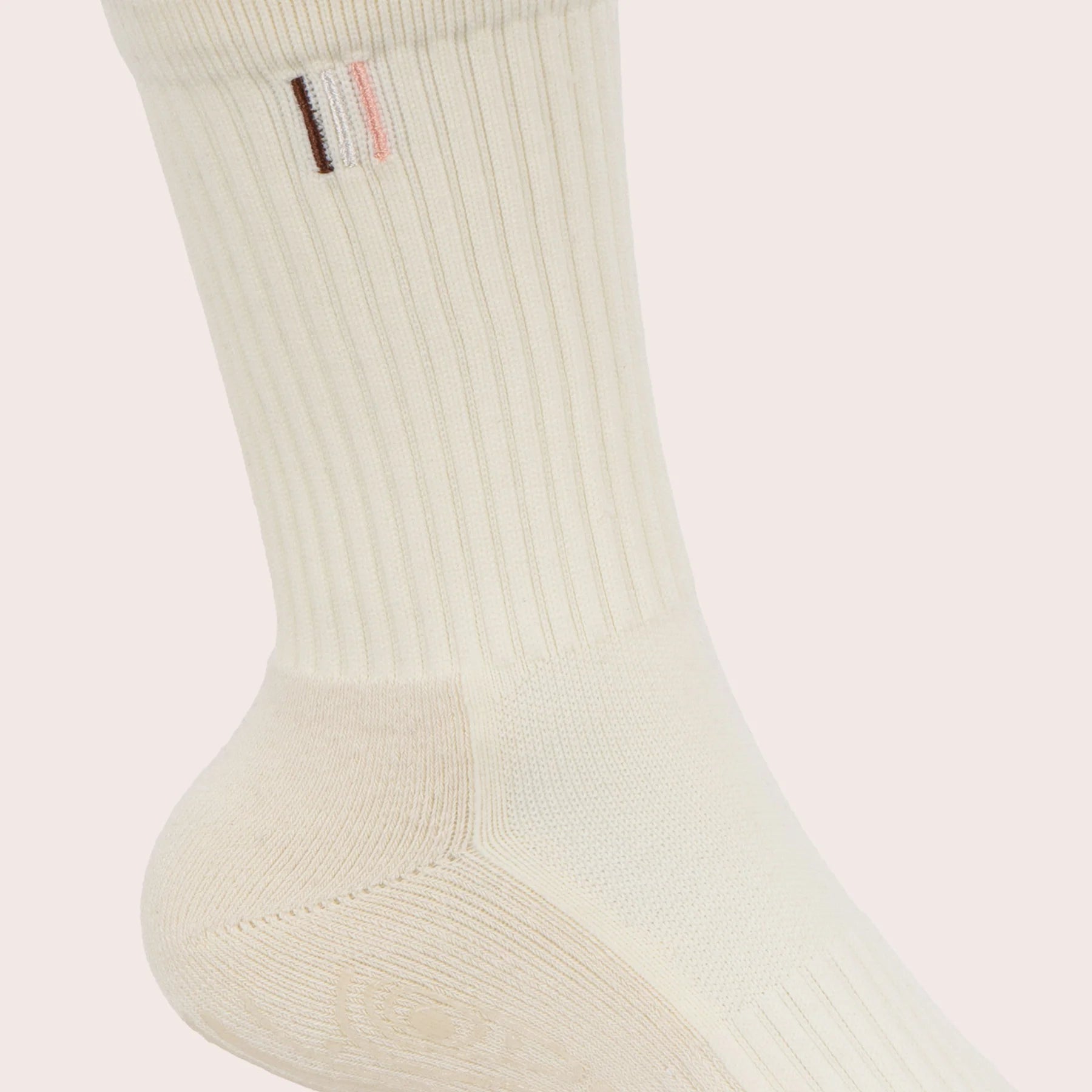 BAHE Non-Slip Grippy Crew Socks for Women & Men - Coconut Color - Anti-Skid Workout Socks for Yoga, Pilates, Gym & Home Use
