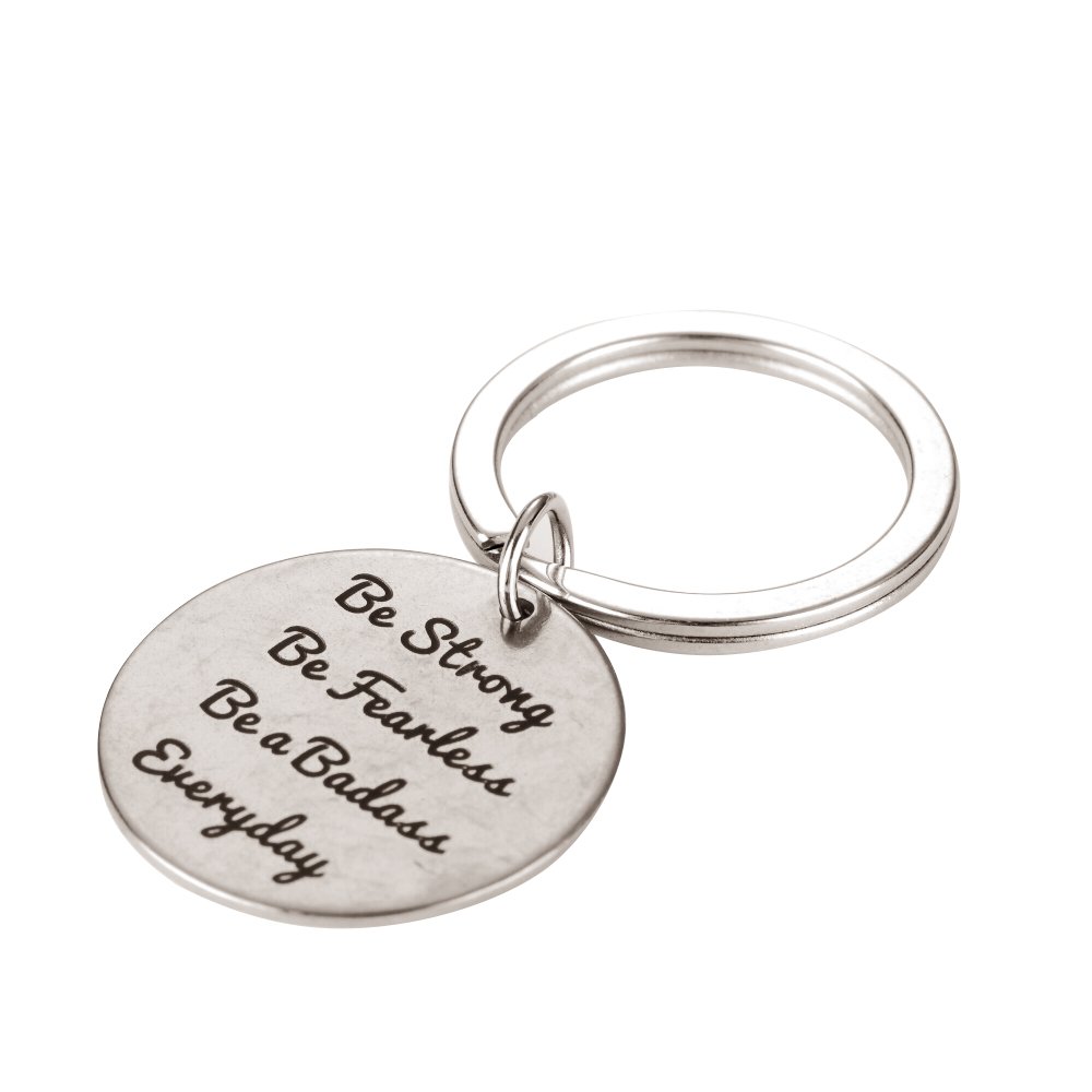 Meiligo Motivational Keychain - Be Strong Be Fearless Be a Badass - Inspirational Graduation Gift for Women & Men - Class of 2018 Keepsake - Perfect for Daily Encouragement, Backpacks & Key Rings