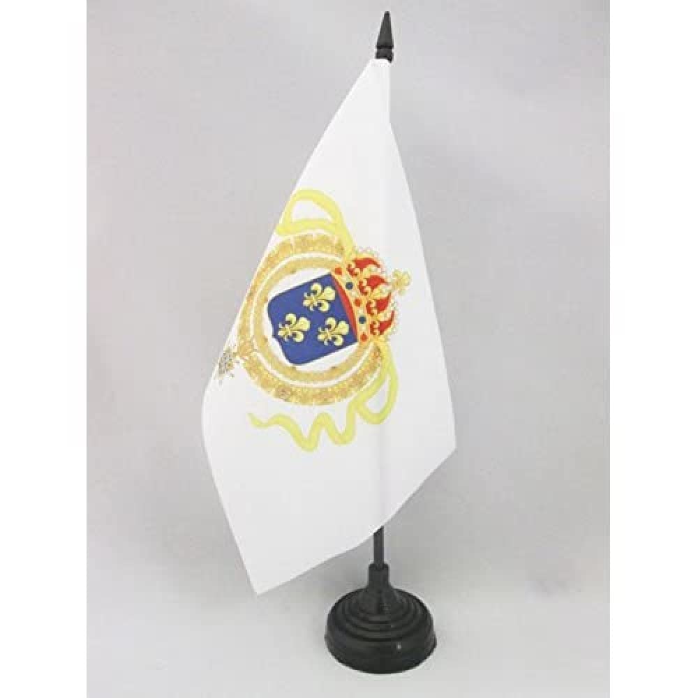 New France Table Flag 5'' x 8'' (21 x 14 cm) - Mini Desk Flag with Black Plastic Stick & Base - AZ FLAG - Perfect for Office Decor, Historical Displays & French Culture Enthusiasts