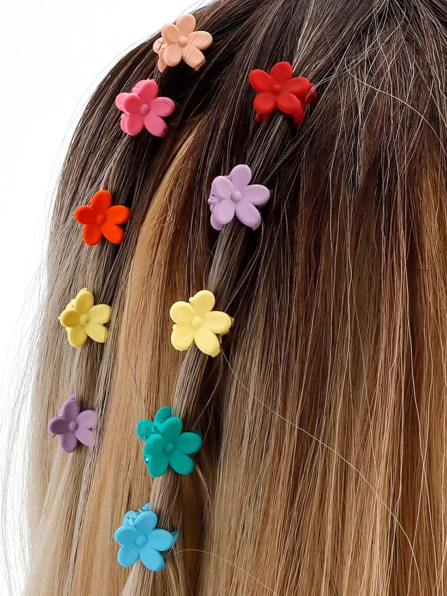**Melbees by Yellow Chimes 50-Piece Multicolor Floral Hair Claw Clips for Girls & Kids - Mini Hair Clutchers for School, Parties & Everyday Styling**