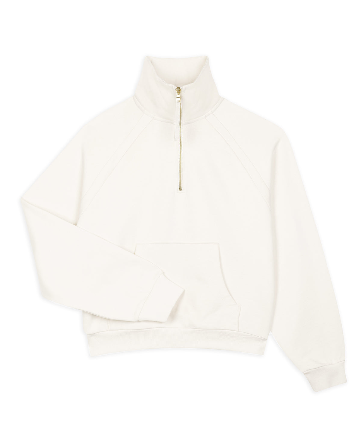 Organic Cotton Half Zip Sweatshirt for Women - Soft Cream Pullover Hoodie - Casual Loungewear & Outdoor Activities