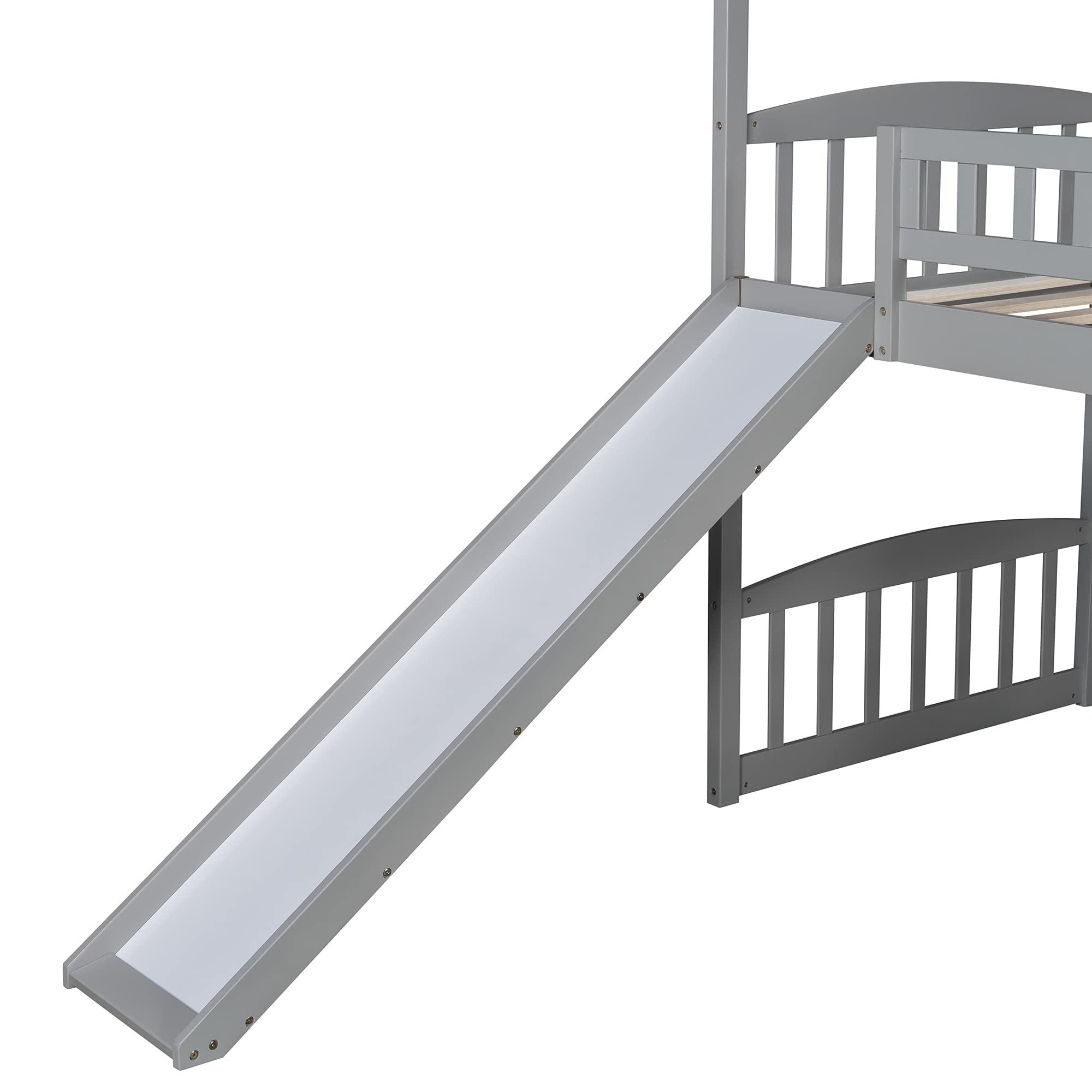 Harper & Bright Designs Twin Loft Bed with Slide, Ladder, Headboard & Footboard - Playhouse Loft Bed for Kids & Toddlers (Girls/Boys) - Gray - Perfect for Small Bedrooms, Playrooms & Kids' Sleepovers