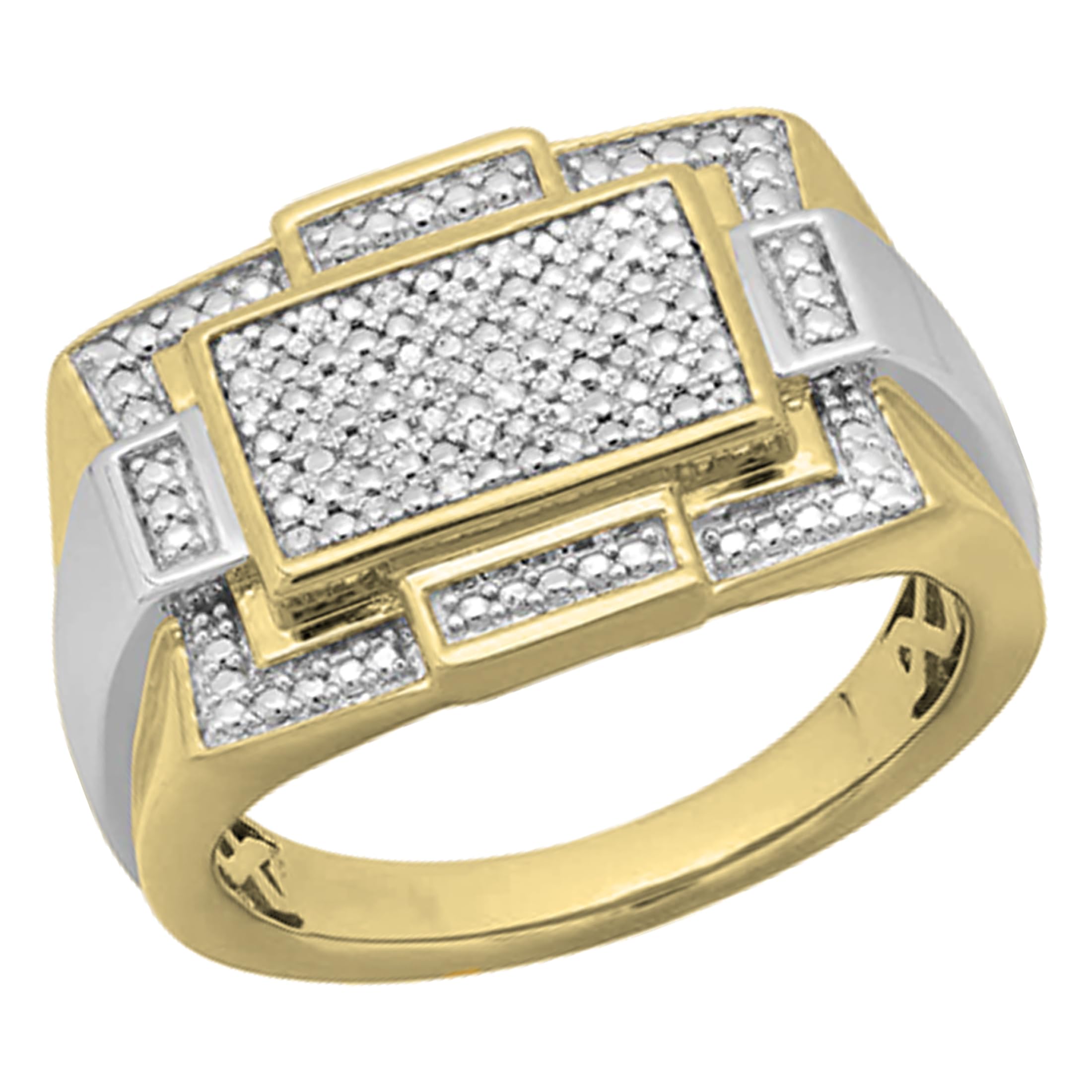 0.12 Carat Round White Diamond Men's Wedding Band - Yellow Gold Plated Sterling Silver Ring for Anniversary, Engagement & Special Occasions | Dazzlingrock Collection