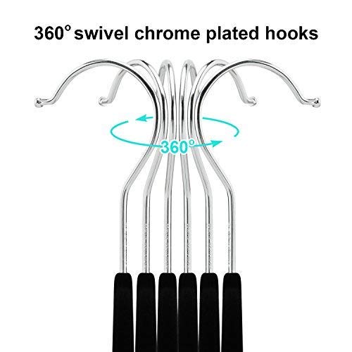 OIKA 20 Pack Black Velvet Non-Slip Hangers with Clips - 16.7 Inch Space Saving Closet Organizers for Pants, Skirts, Dresses - Perfect for Home, Office, and Travel Wardrobe Organization