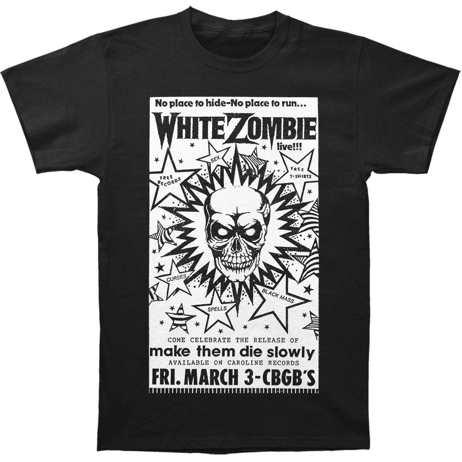 White Zombie Men's CBGB Vintage Band T-Shirt - Black Graphic Tee for Concerts & Rock Music Fans