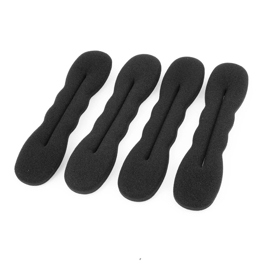 STORE99® 6.5 Inch Hair Bun Maker - 4 Pack Black Sponge Ponytail Holder for Women | DIY Hairstyle Accessories | Perfect for Updos, Buns & Ponytails at Work, Gym or Special Events