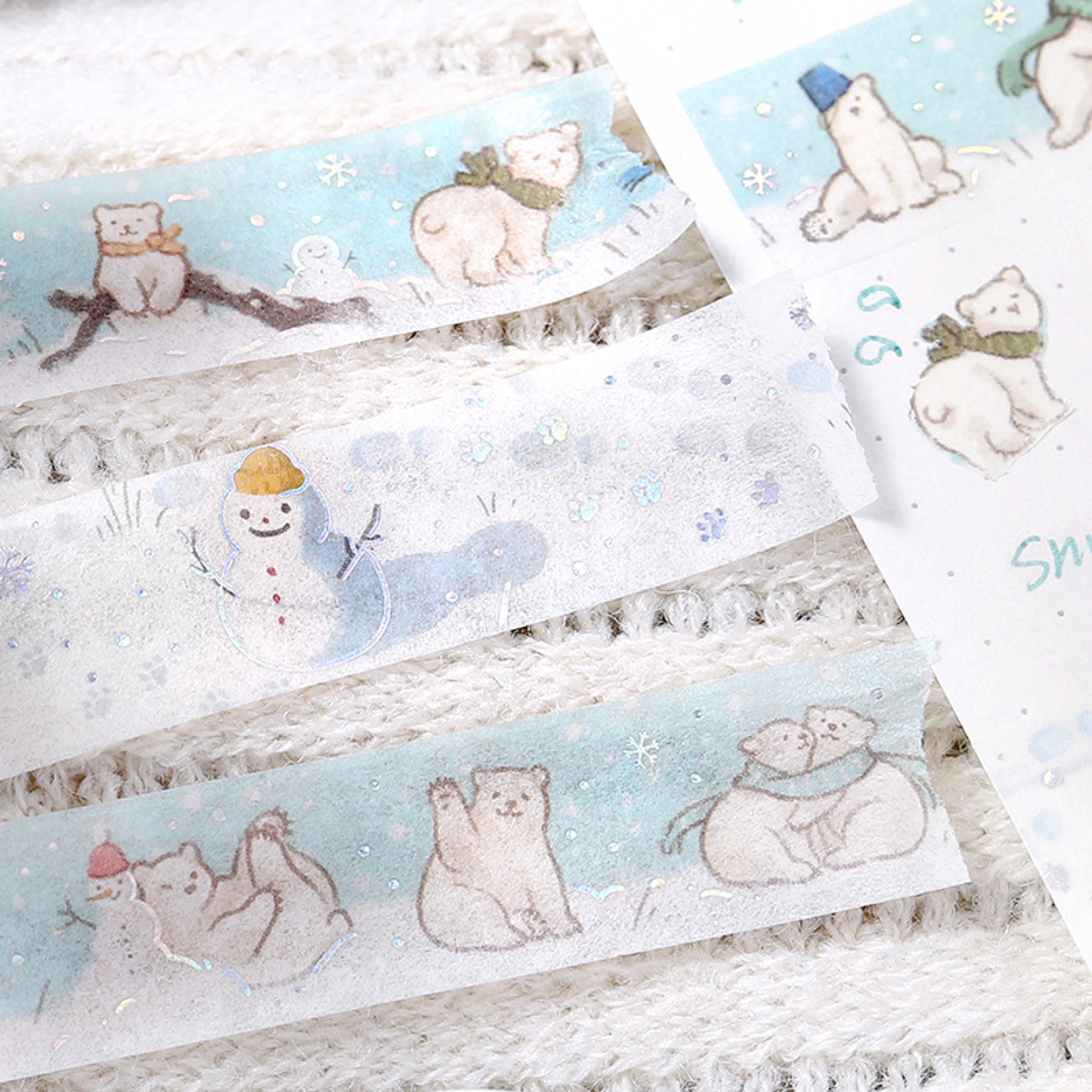BGM Washi Tape 2024 Winter Limited Edition Bear Design - Perfect for Scrapbooking, Journaling, and DIY Crafts