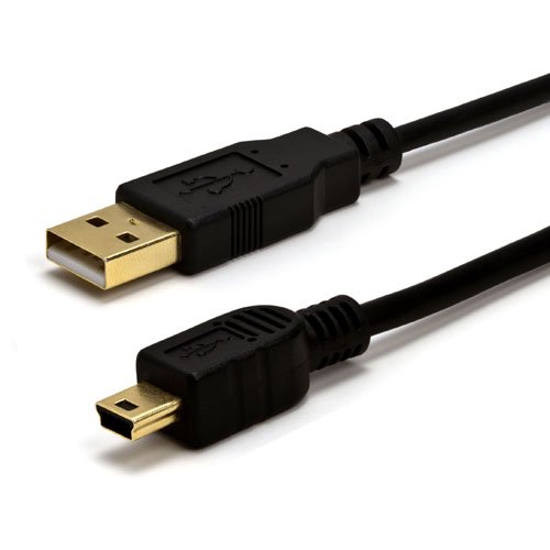 High-Speed USB 2.0 Cable A Male to Mini B - 6ft Black Data Sync & Charging Cord for Cameras, MP3 Players & External Hard Drives | Durable & Flexible for Home & Office Use