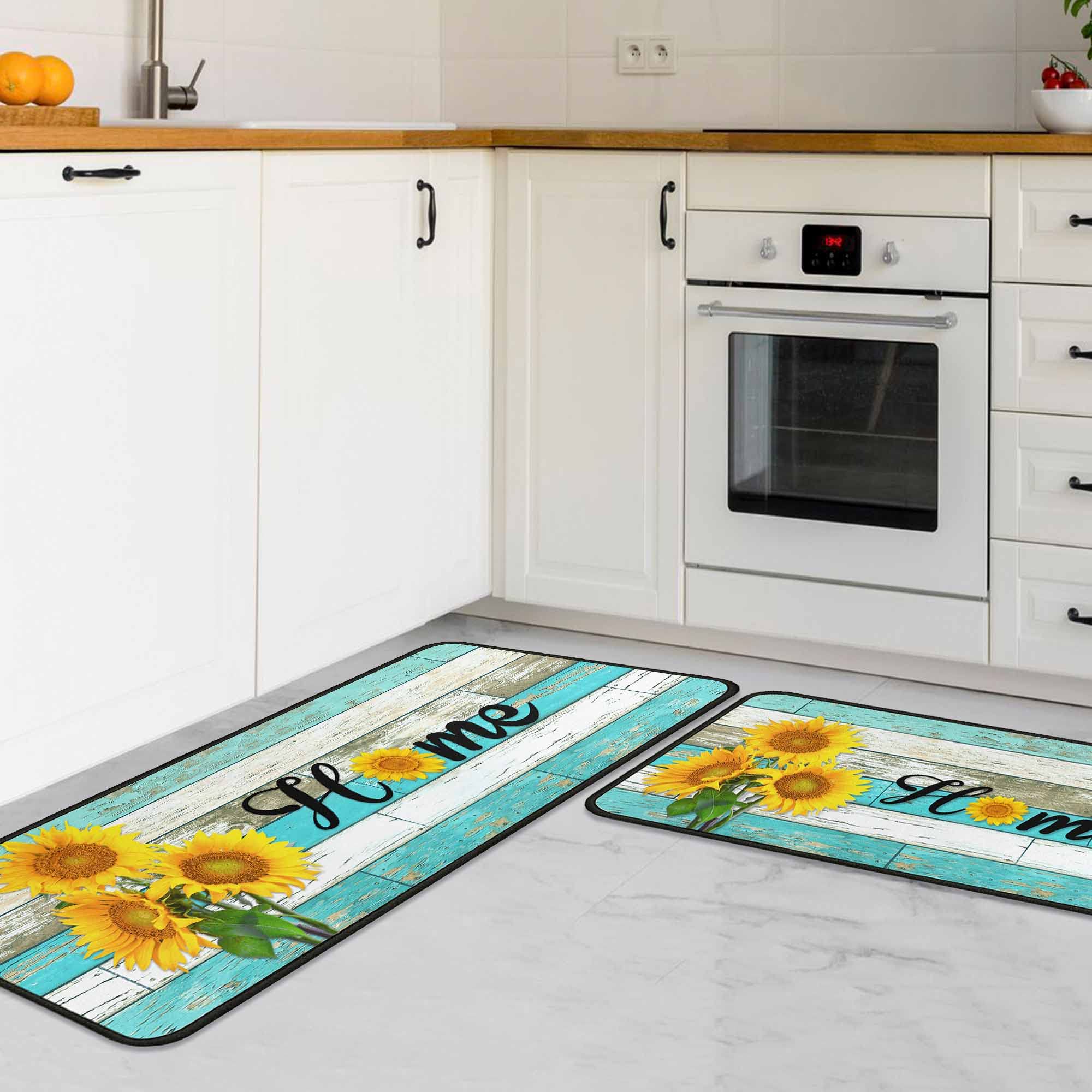 Premium Non-Slip Teal Kitchen Rugs Set of 2 - Washable Floor Mats with Anti-Skid Backing - 17x47.2 & 17x30 Inch Home Decor Runner for Kitchen, Entryway, and Laundry Room - Perfect for High Traffic Areas and Spill Protection