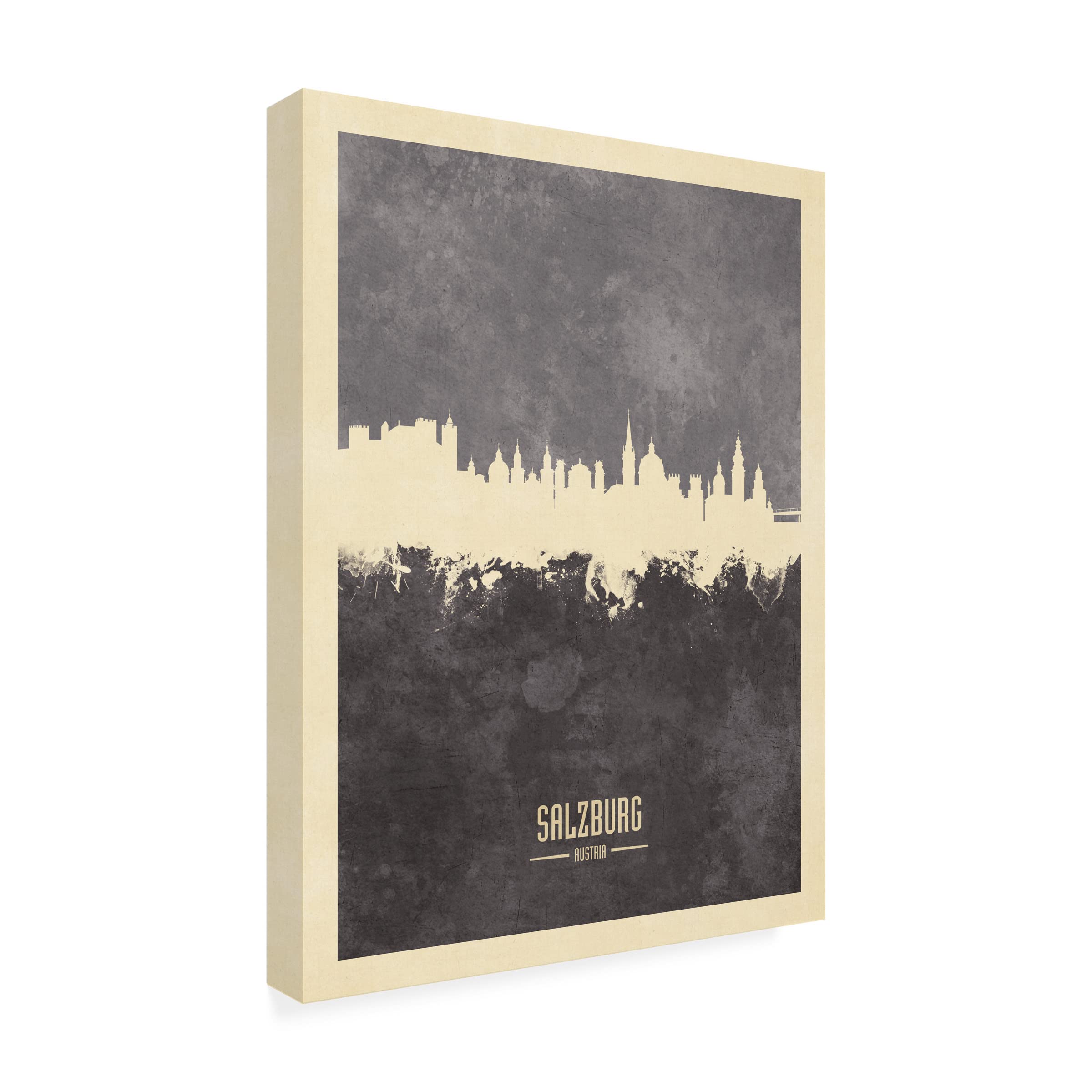 Michael Tompsett Salzburg Austria Skyline Gray Canvas Art Print - Modern Wall Decor for Living Room, Bedroom & Office | Trademark Fine Art Collection